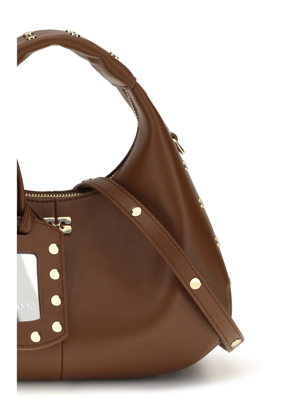 Ganni Mini studded Hobo Handbag - Sorrel Horse
