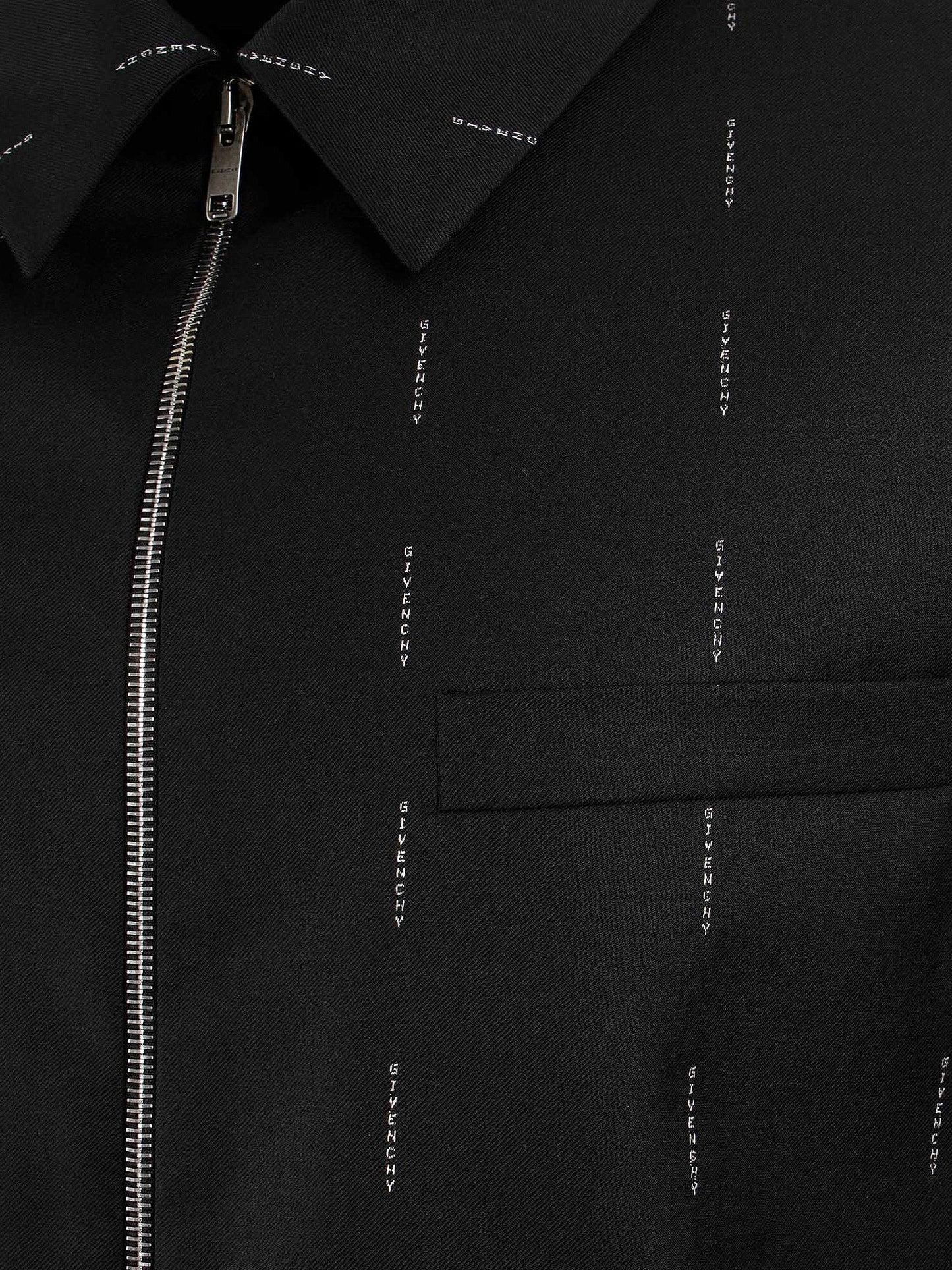 Givenchy Wool Blazer With All Over Logo Print
