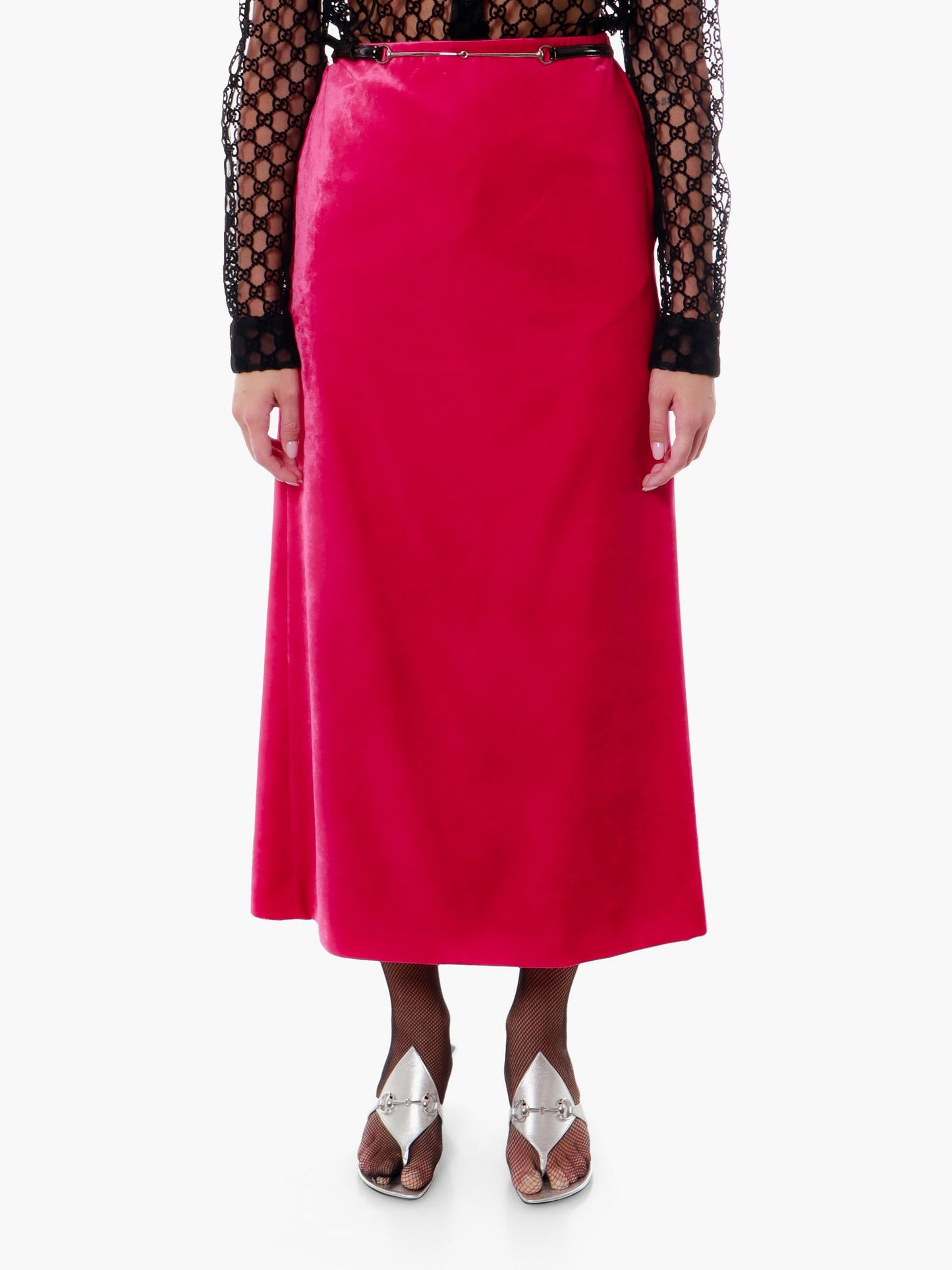 Gucci Velvet Skirt With Belt And Horsebit Detail