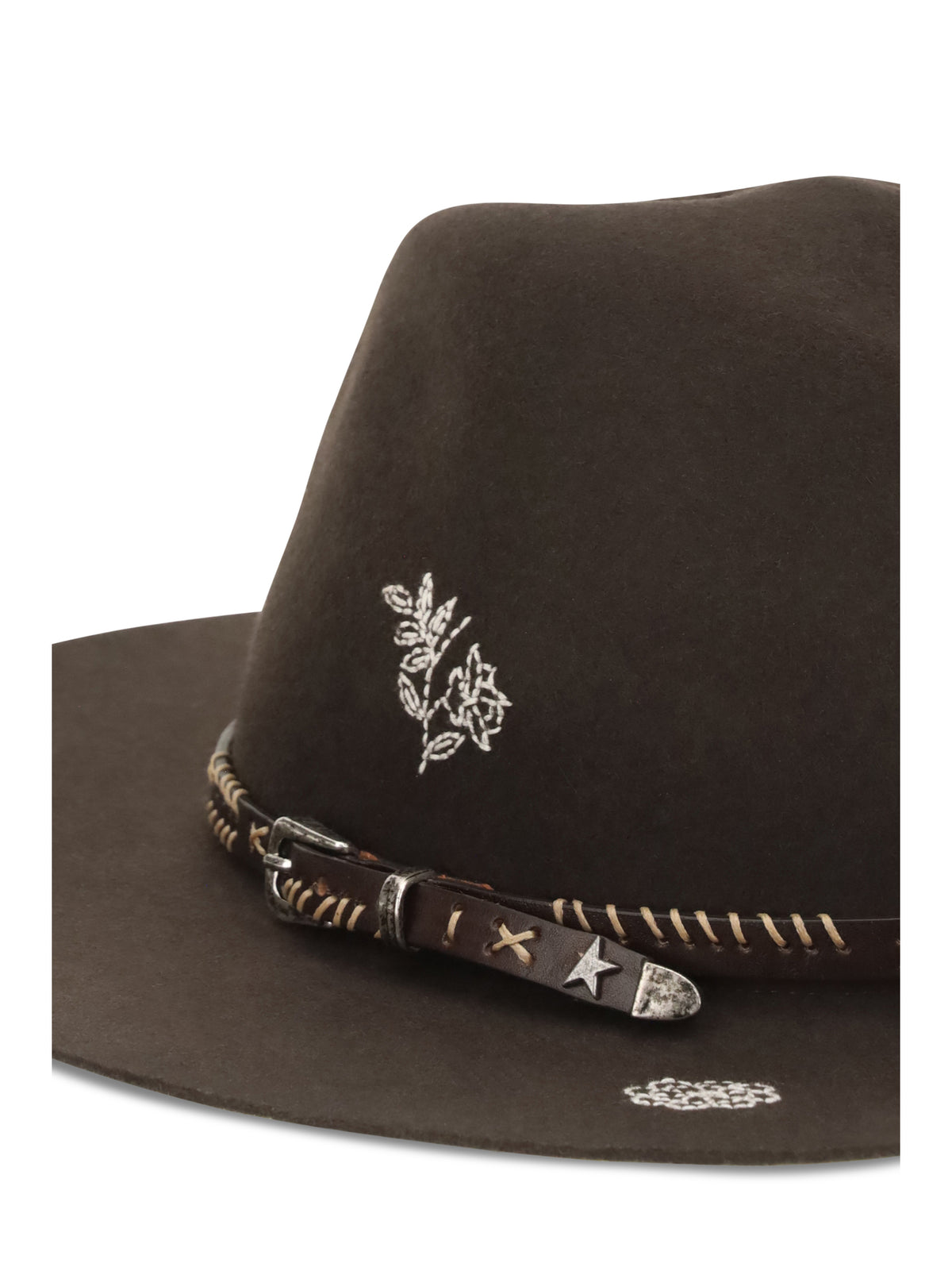 Golden Goose Embroidered wool Fedora - Dark Brown