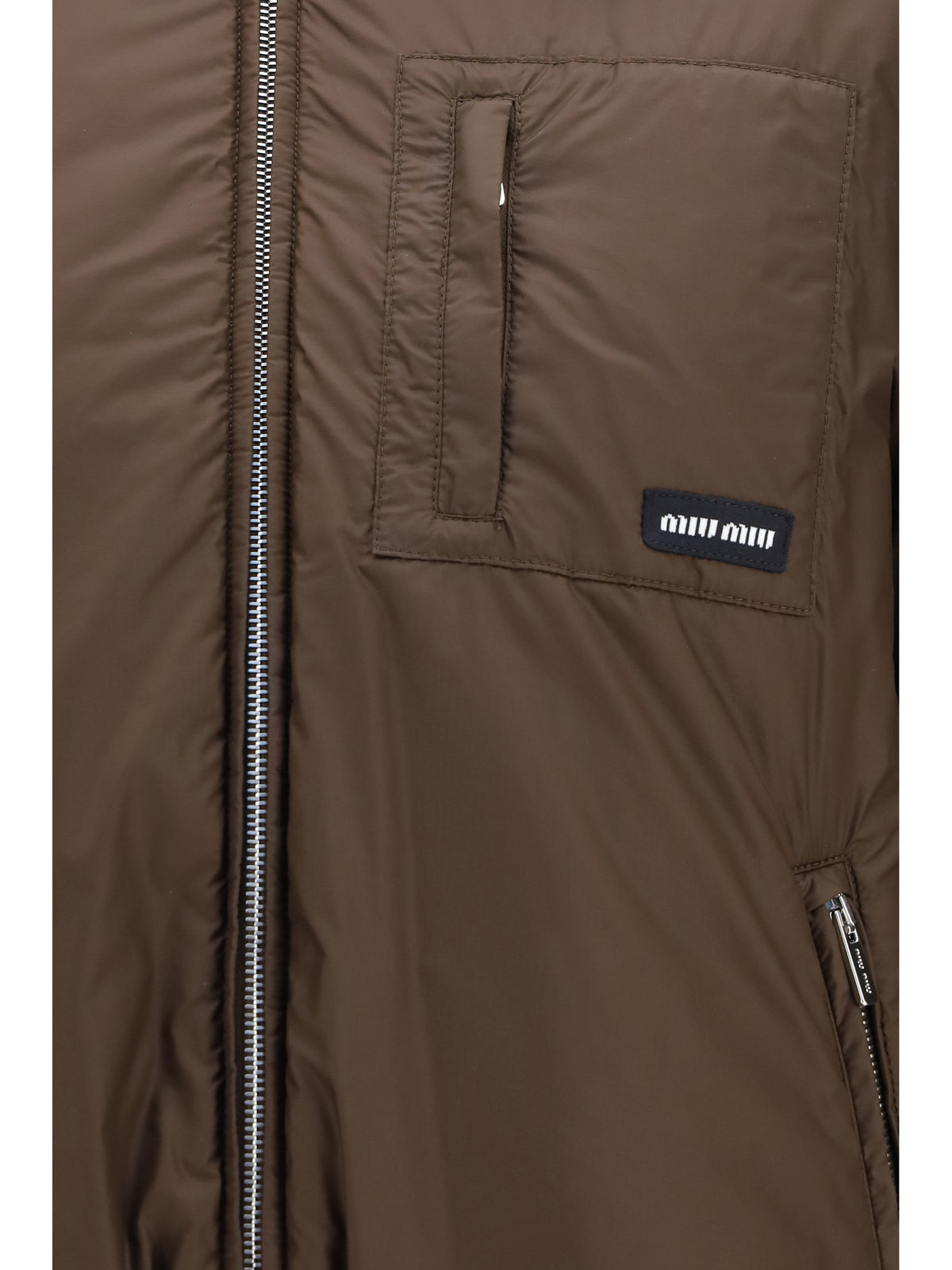 Miu Miu Short ripstop Down Jacket - Cacao
