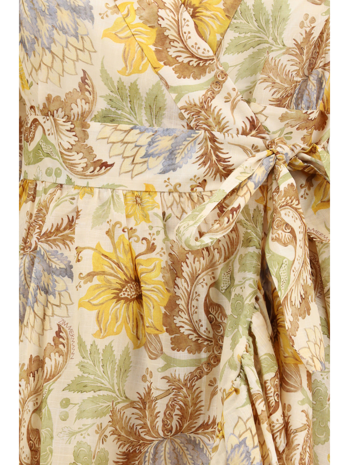 Zimmermann Daylight wrap mini Dress - Stamp-Floral-Cream