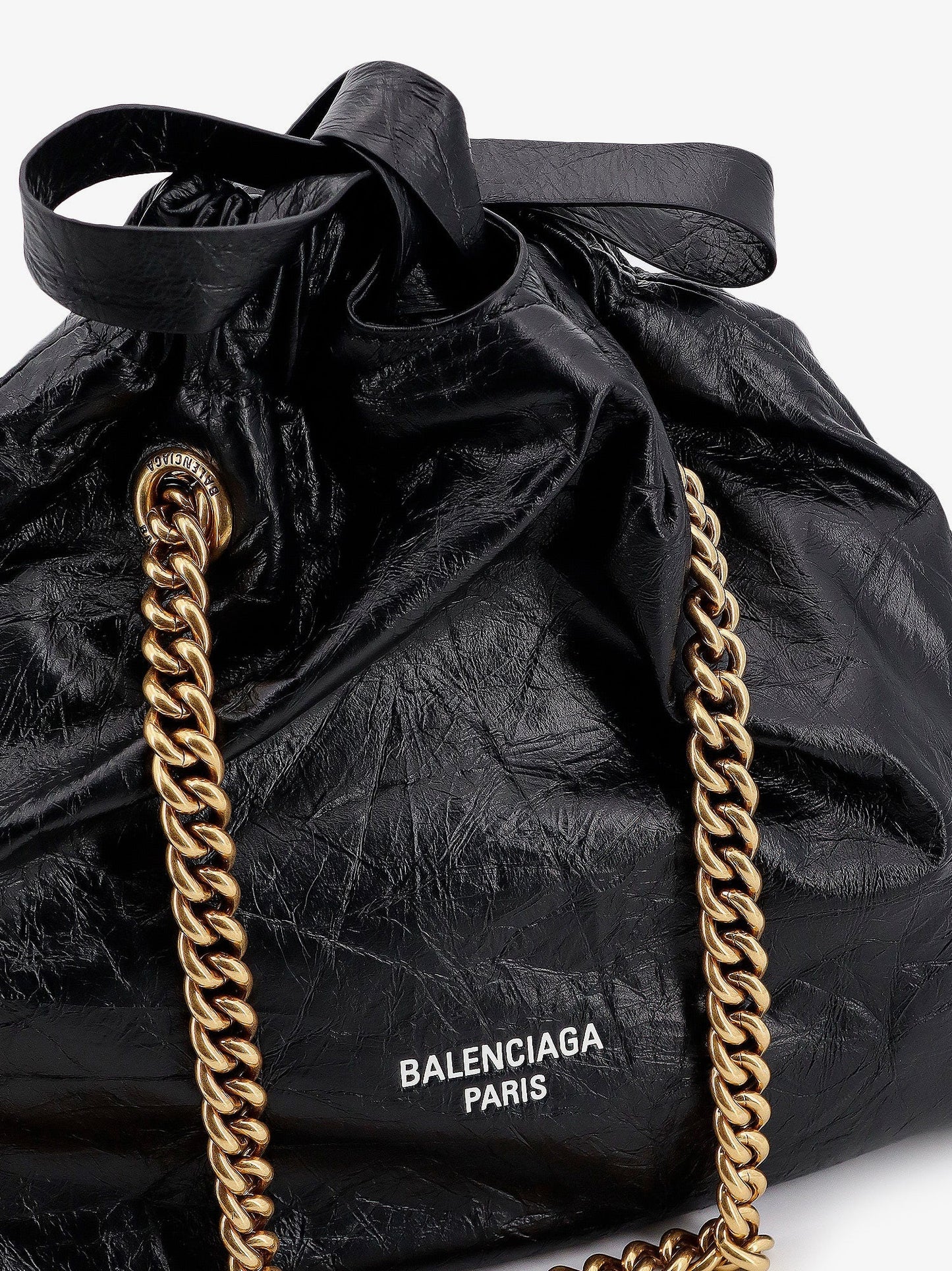 Balenciaga Leather Bucket Bag With Frontal Logo