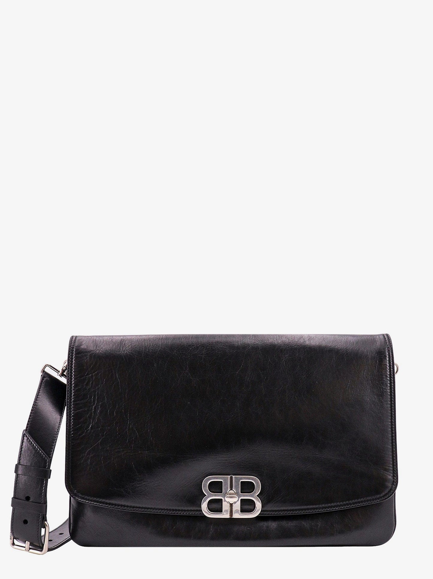 Balenciaga Leather Shoulder Bag With Metal Monogram