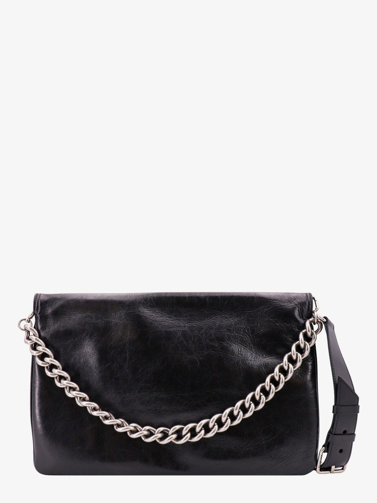 Balenciaga Leather Shoulder Bag With Metal Monogram