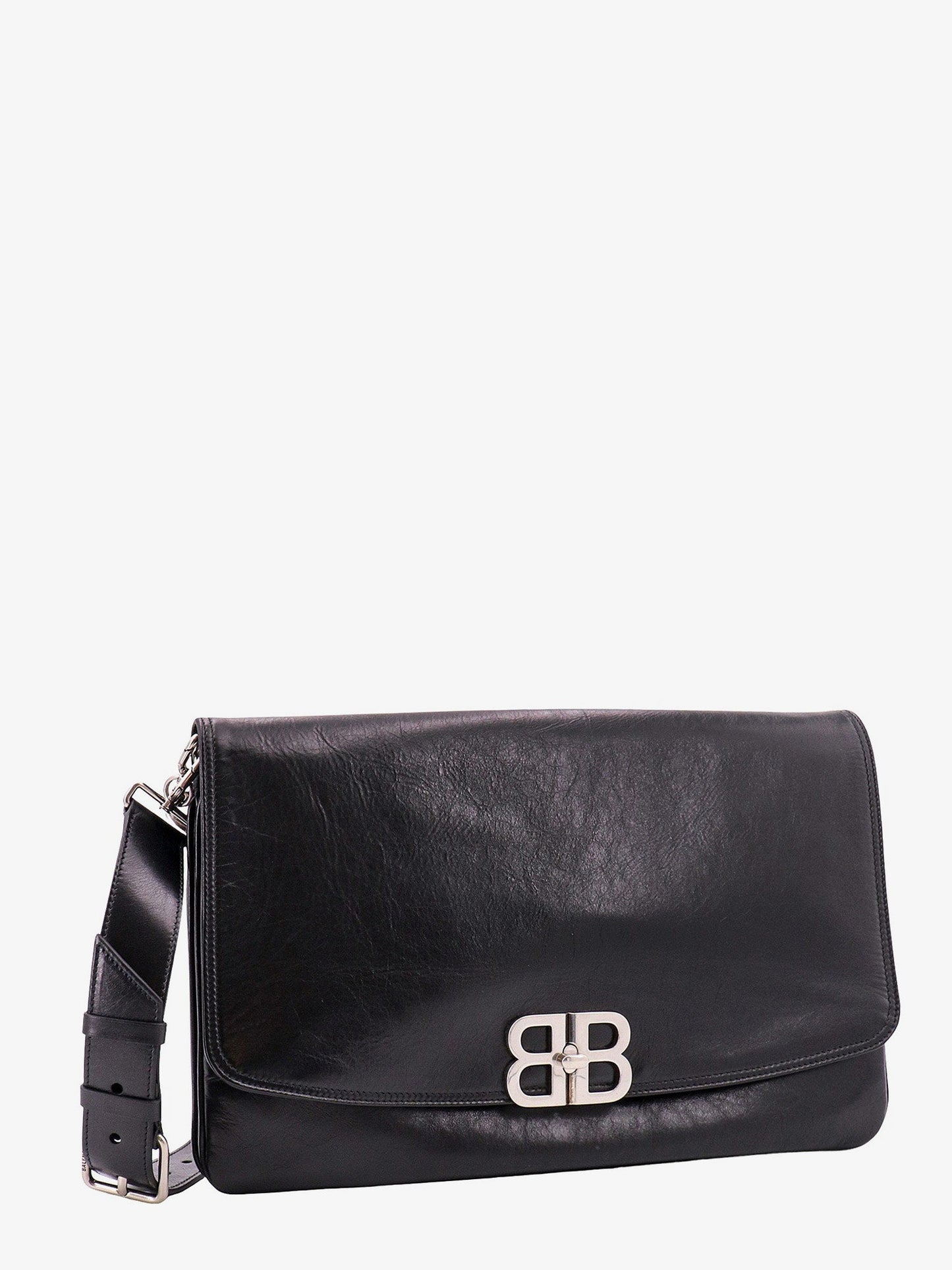 Balenciaga Leather Shoulder Bag With Metal Monogram