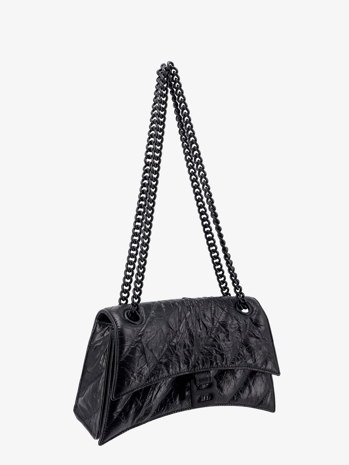 Balenciaga Matelassé Leather Shoulder Bag With Frontal Monogram