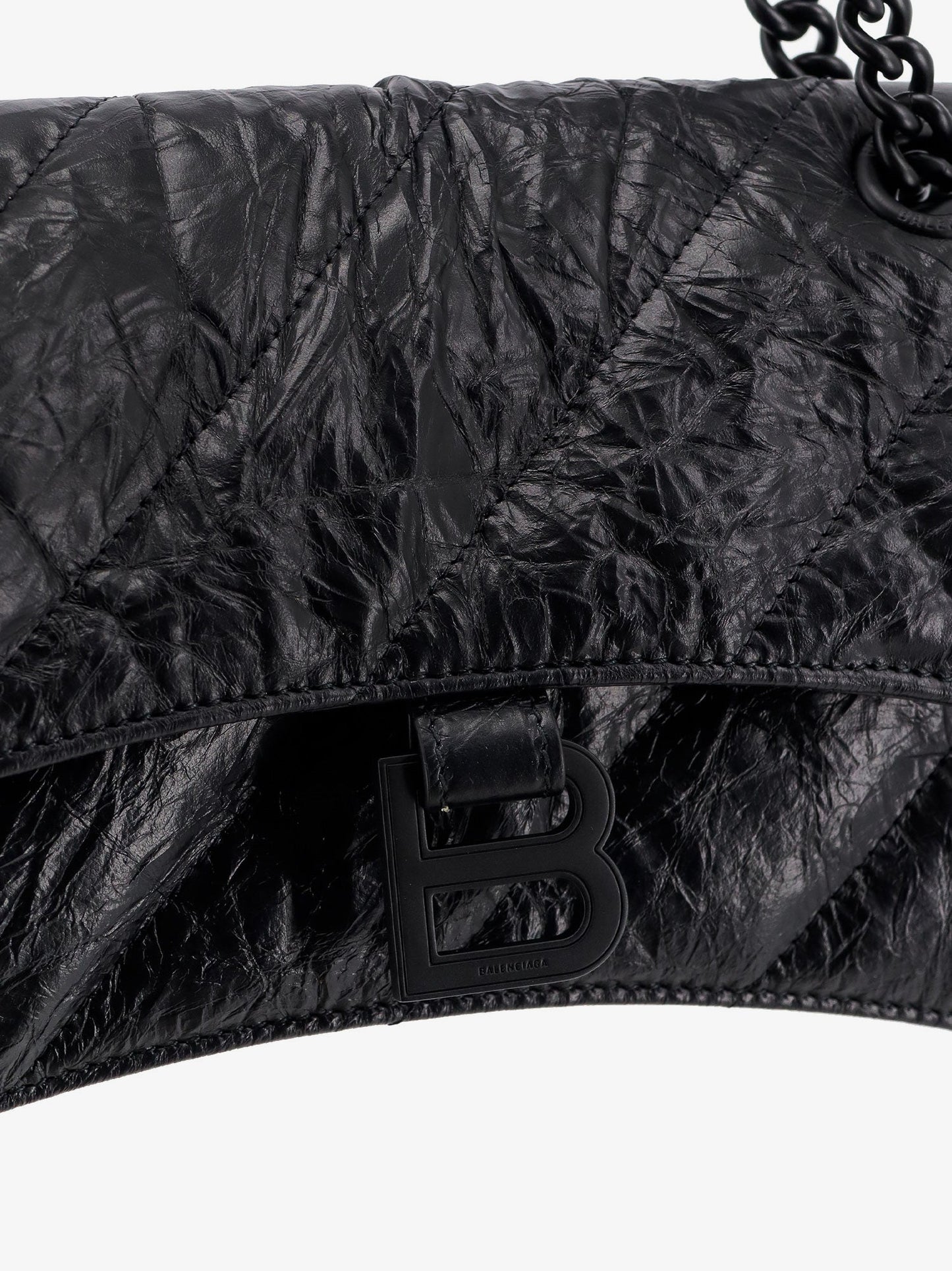 Balenciaga Matelassé Leather Shoulder Bag With Frontal Monogram