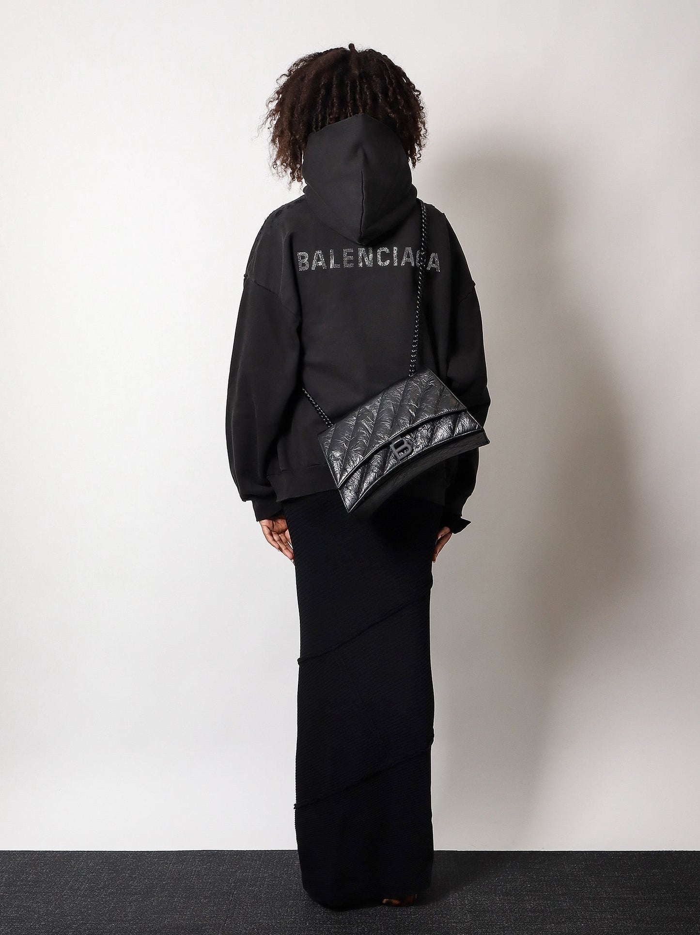 Balenciaga Matelassé Leather Shoulder Bag With Frontal Monogram