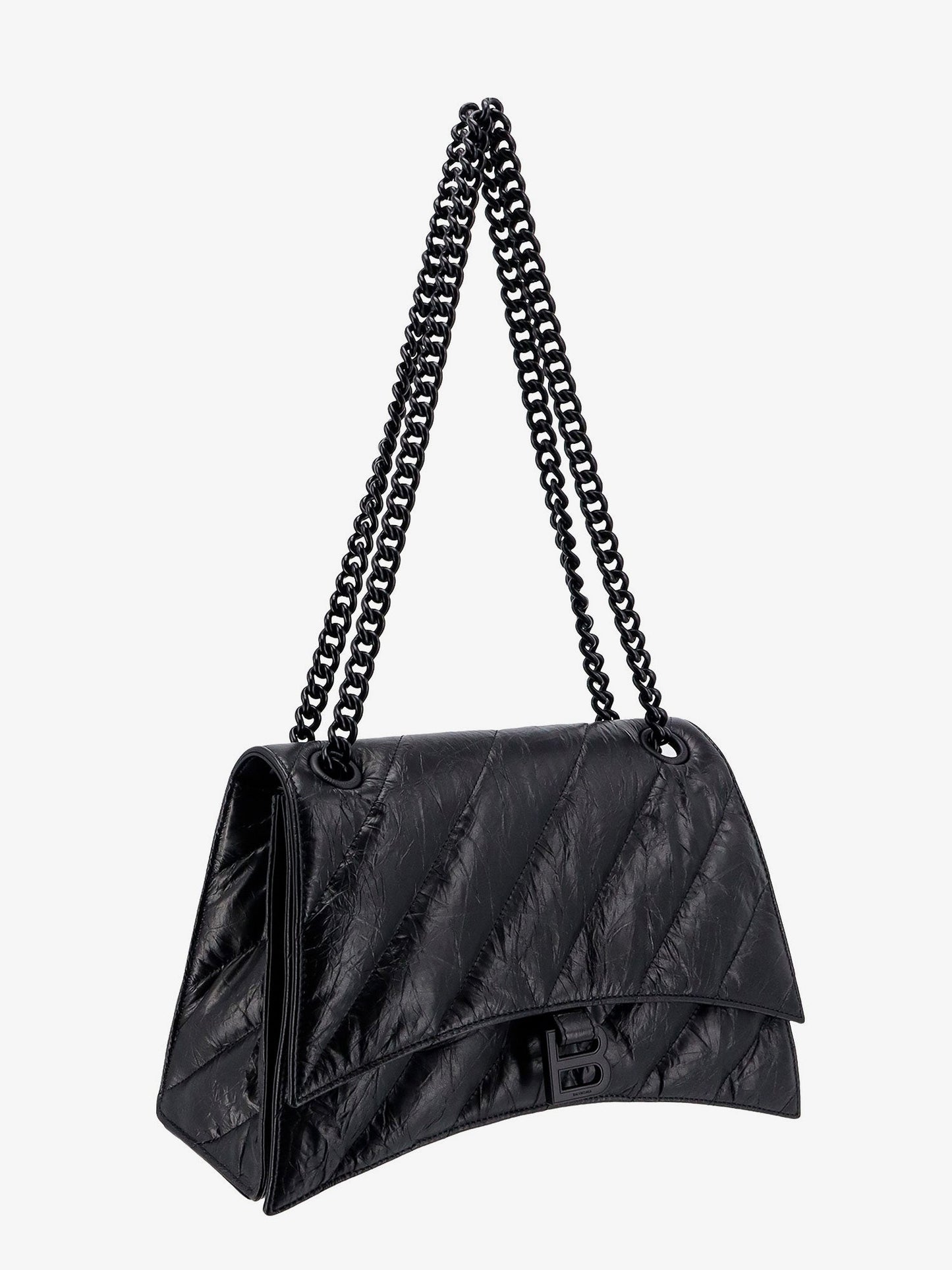 Balenciaga Matelassé Leather Shoulder Bag With Frontal Monogram