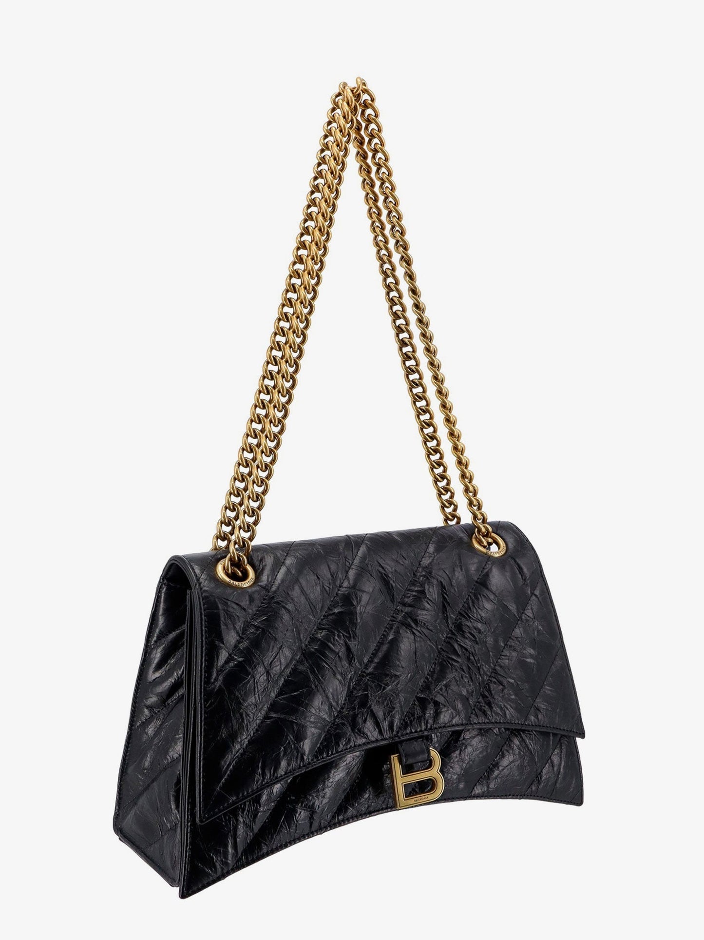 Balenciaga Matelassé Leather Shoulder Bag With Frontal Monogram