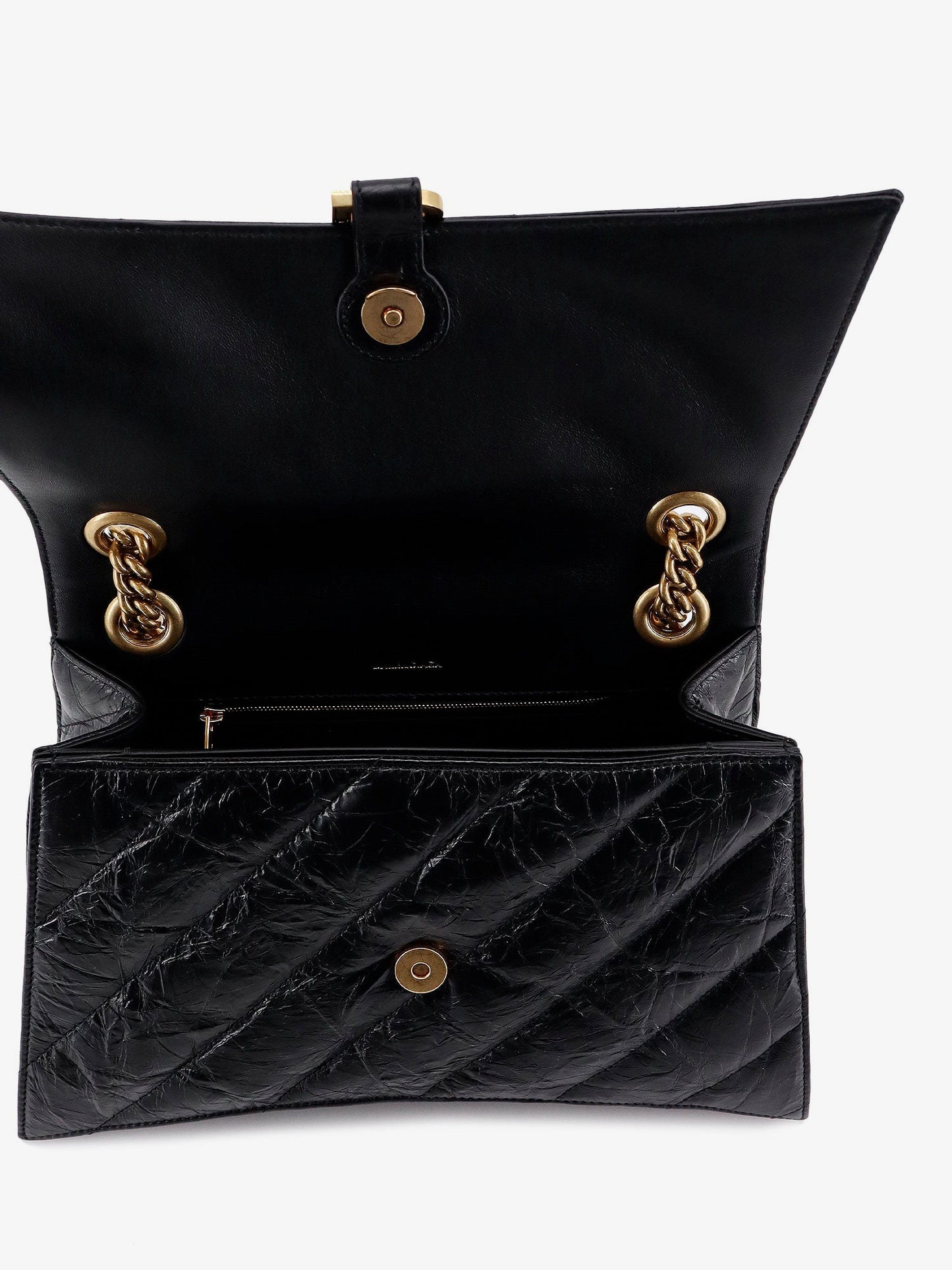 Balenciaga Matelassé Leather Shoulder Bag With Frontal Monogram