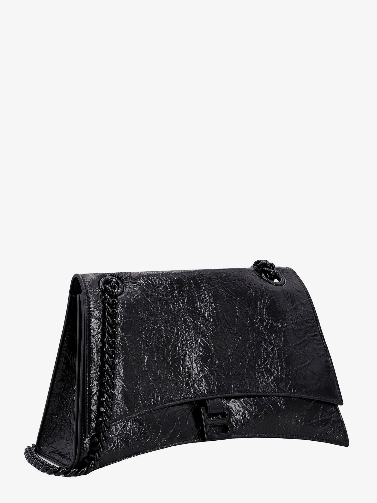 Balenciaga Patent Leather Shoulder Bag With Frontal Monogram
