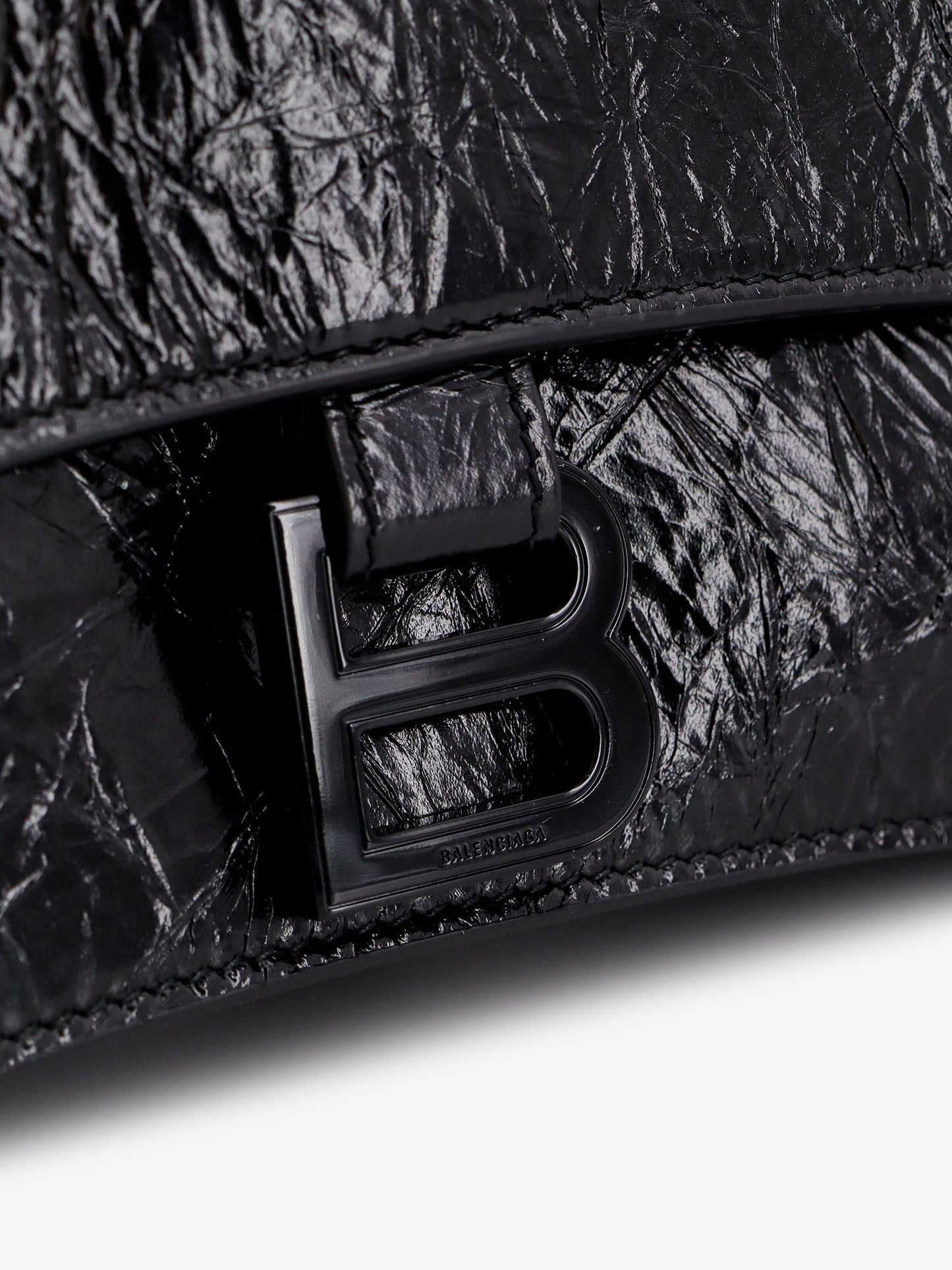 Balenciaga Patent Leather Shoulder Bag With Frontal Monogram