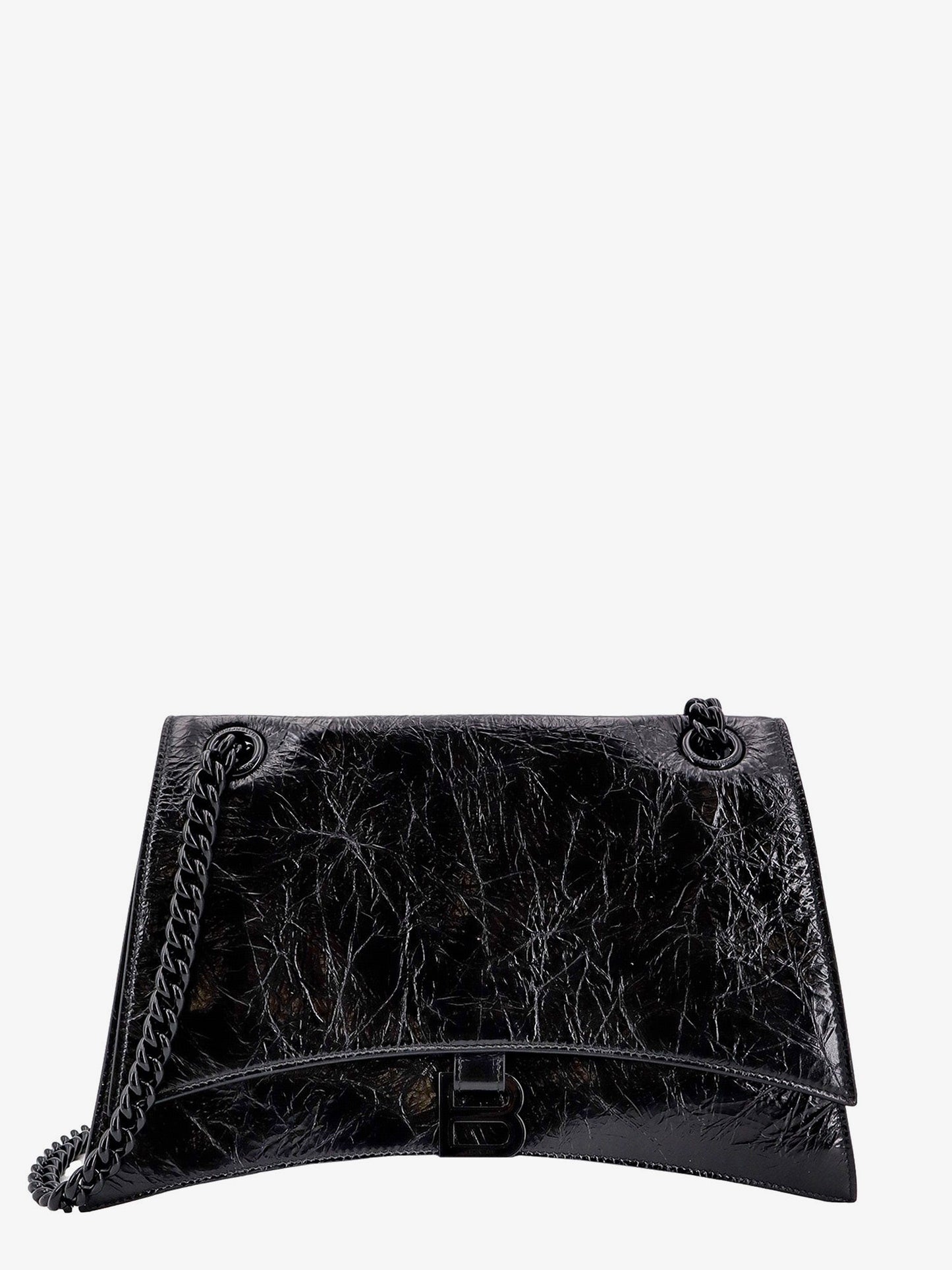 Balenciaga Patent Leather Shoulder Bag With Frontal Monogram