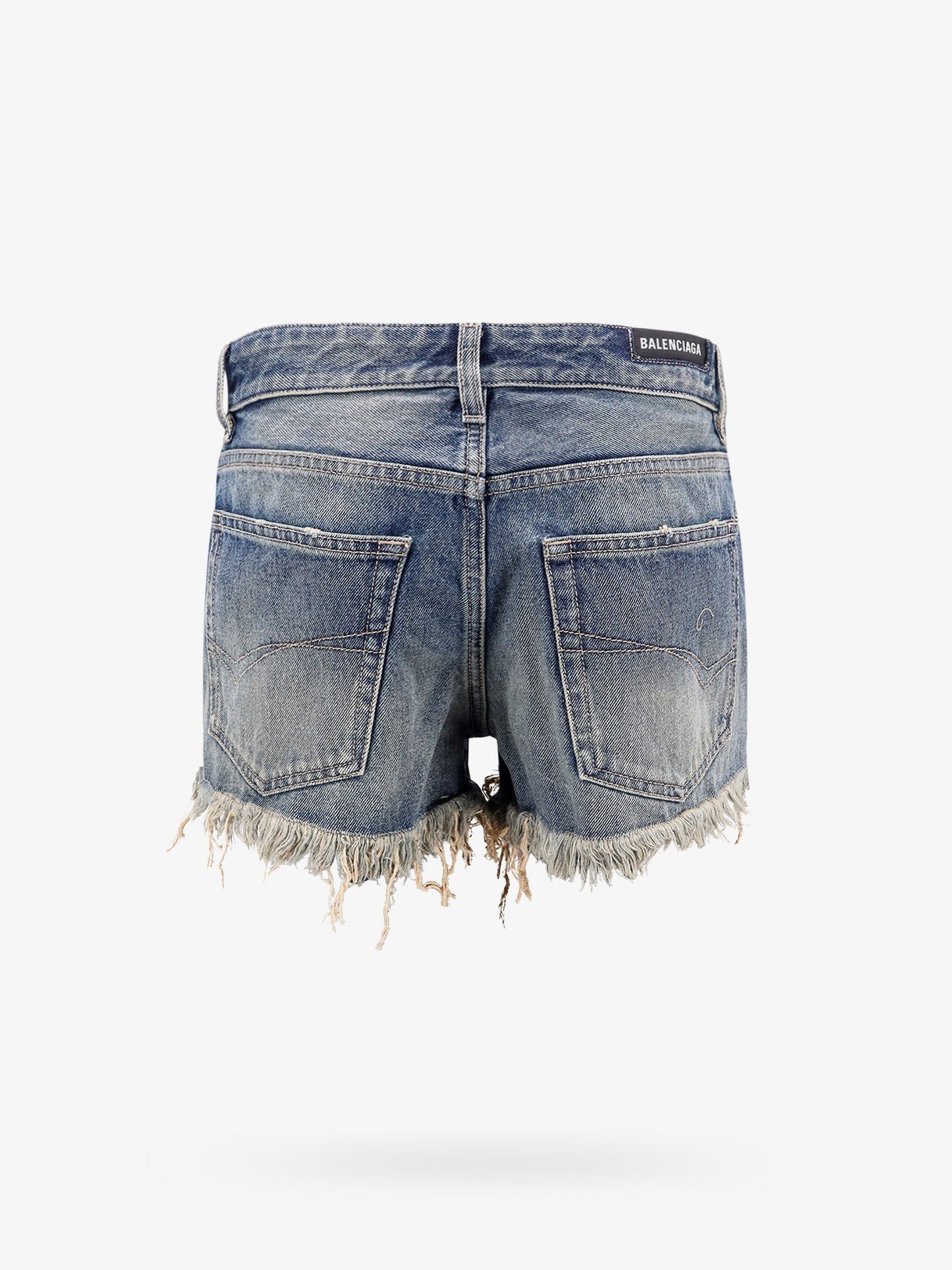 Balenciaga Denim Shorts With Back Logo Patch