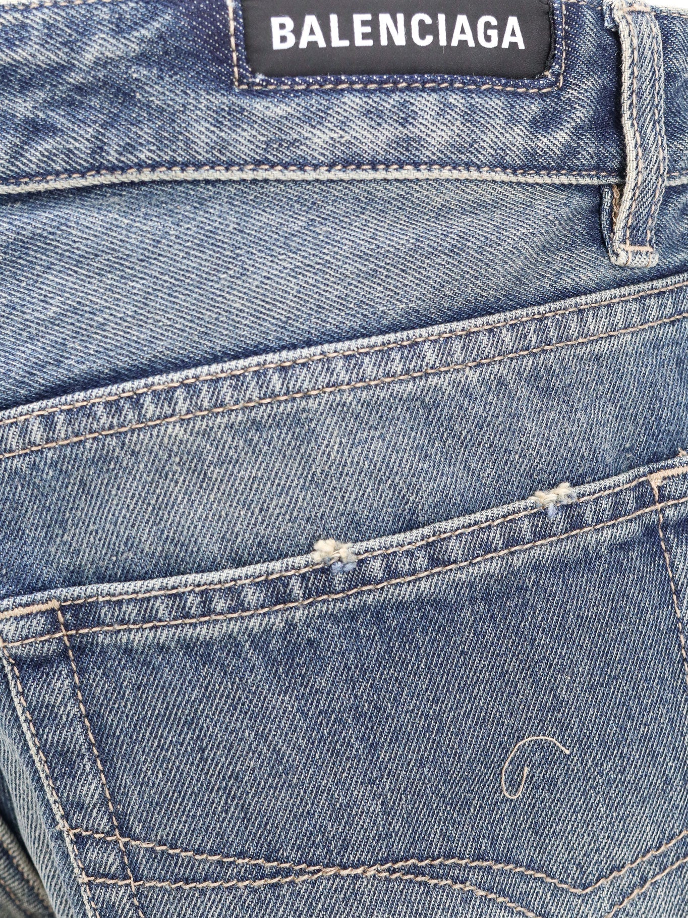 Balenciaga Denim Shorts With Back Logo Patch