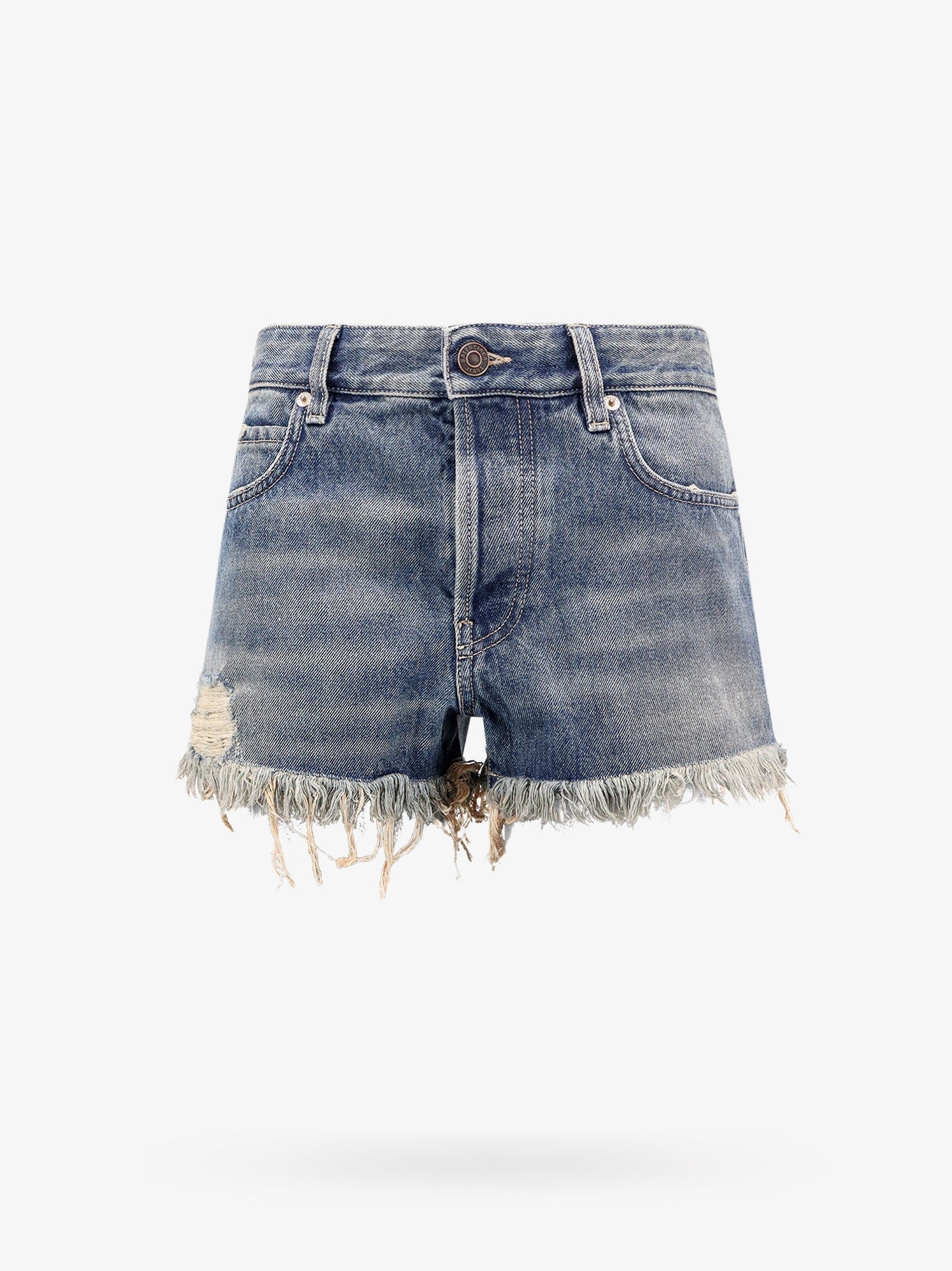 Balenciaga Denim Shorts With Back Logo Patch