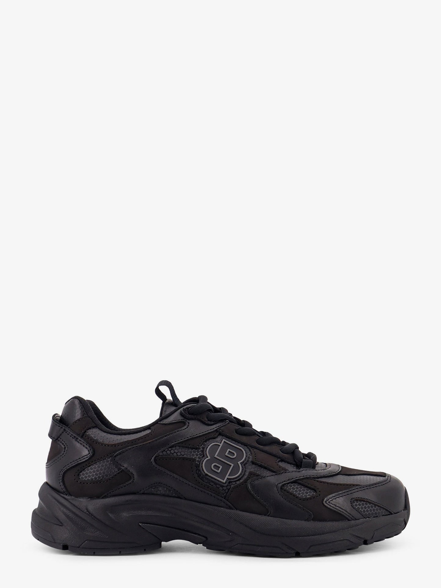 Boss Low Top Leaher Sneakers With Mesh Inserts