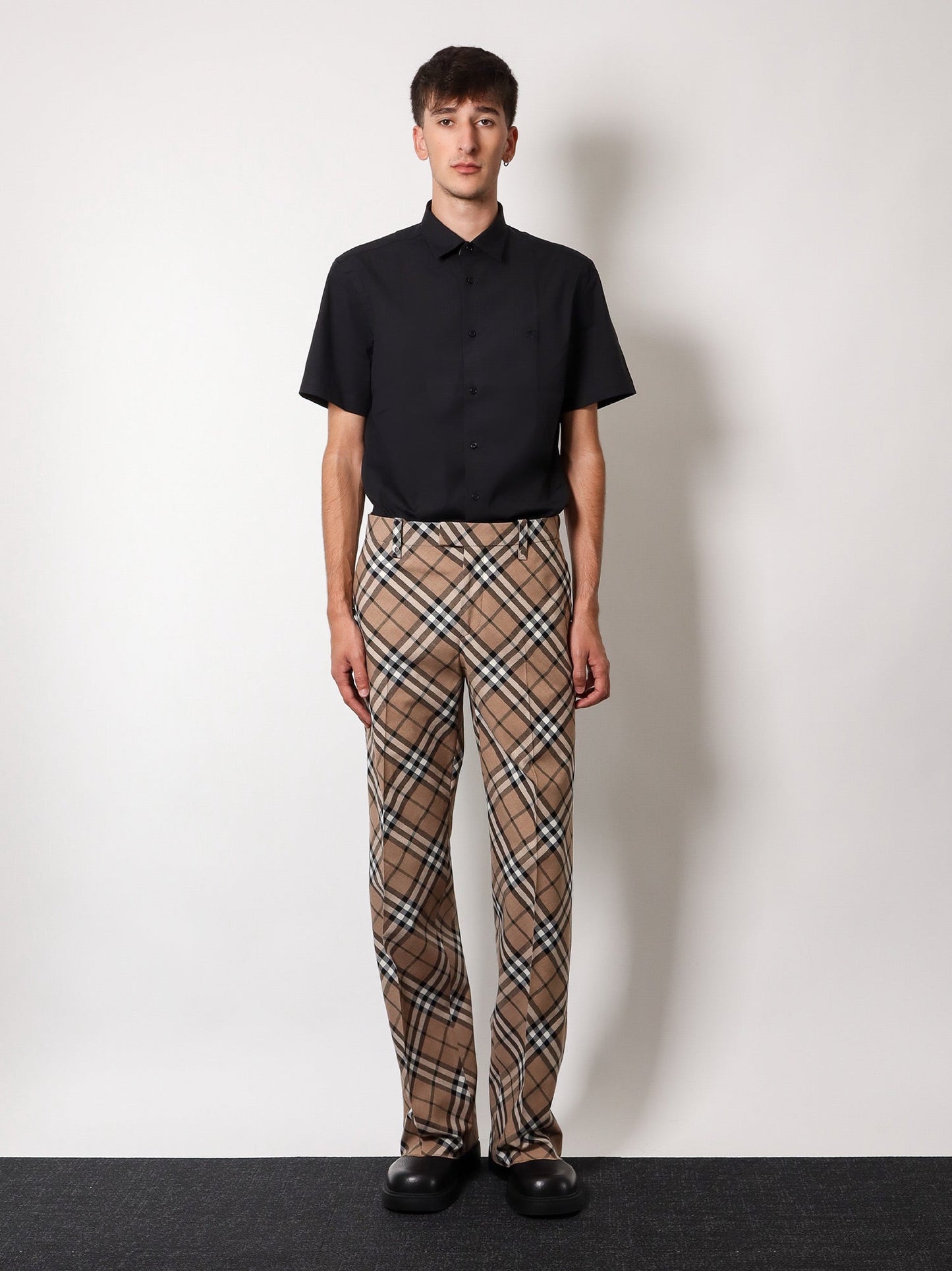 Burberry Wool Blend Trouser With Iconic Check Print