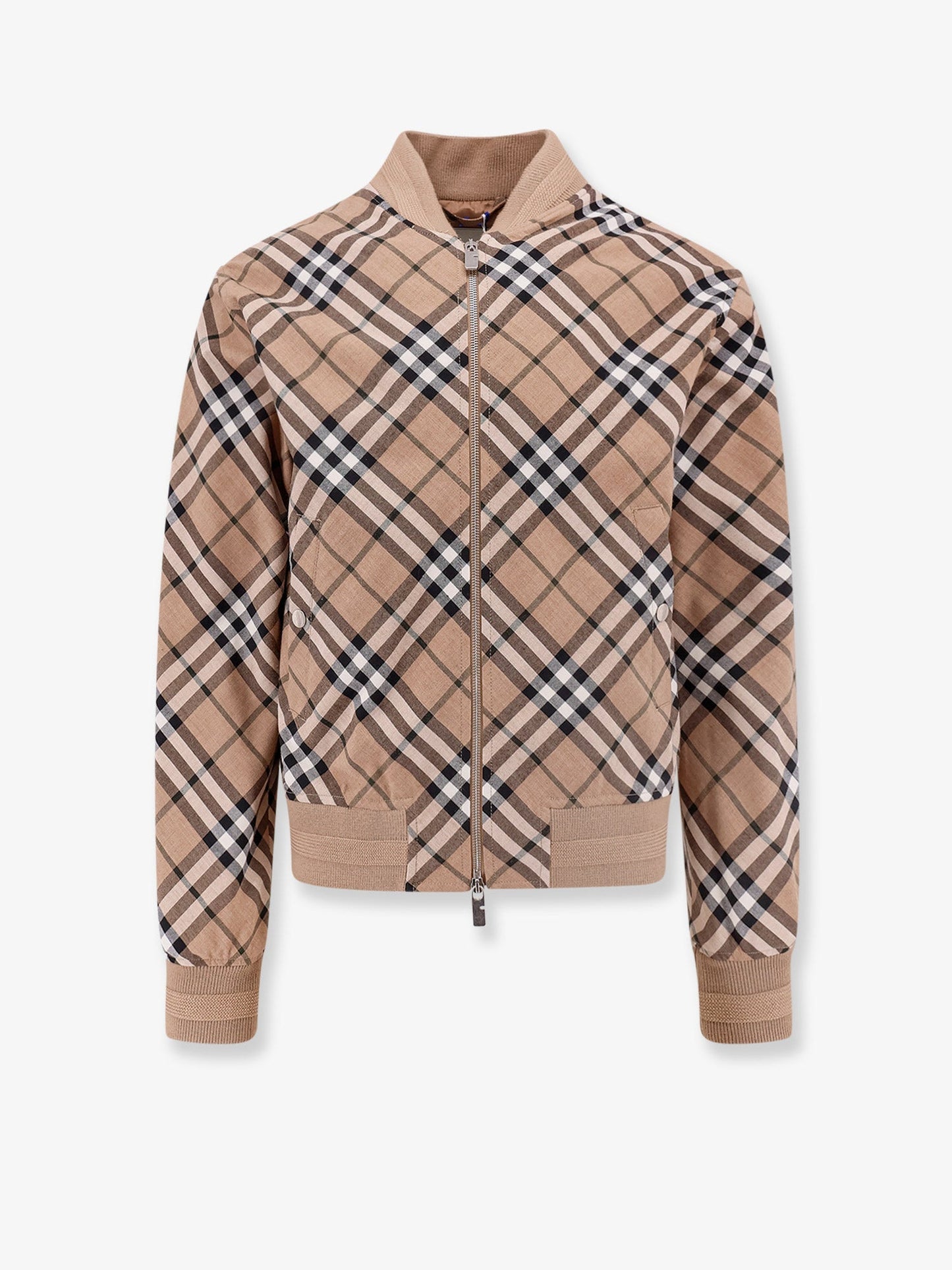 Burberry Wool Blend Jacket With Check Print