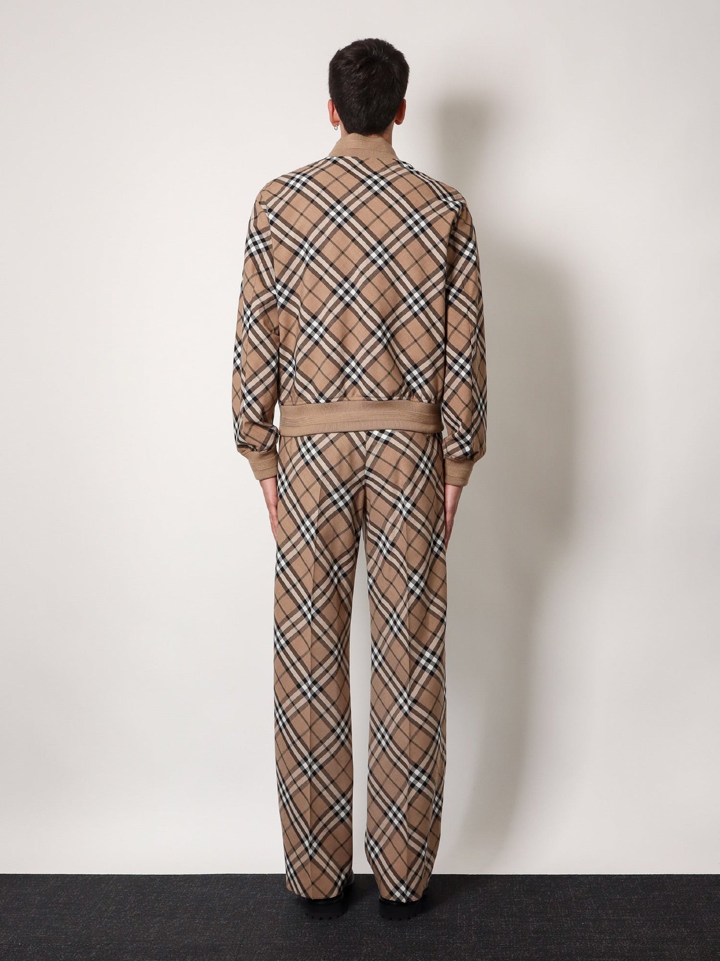 Burberry Wool Blend Jacket With Check Print