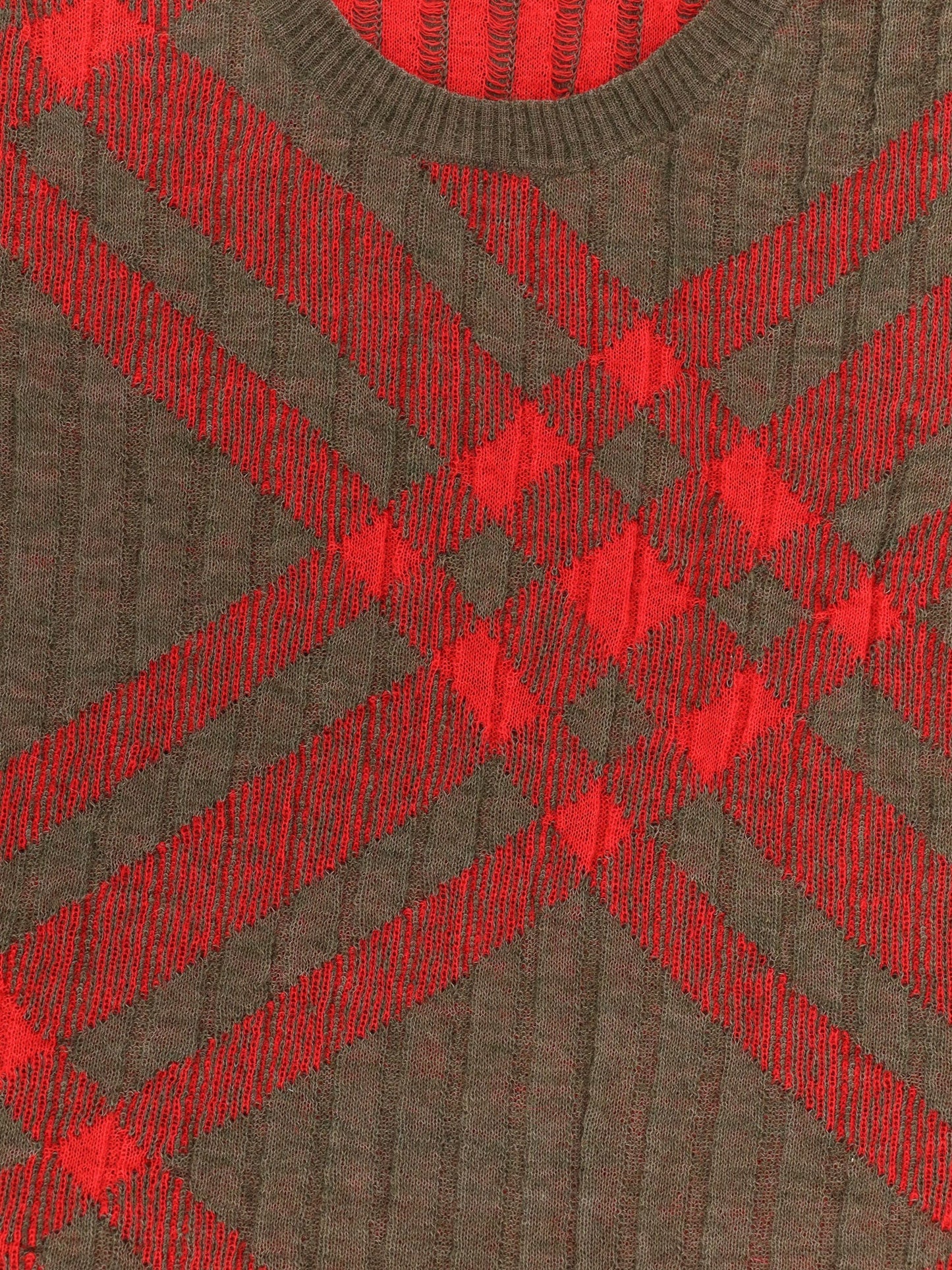 Burberry Ribbed Vest With Check Intarsia