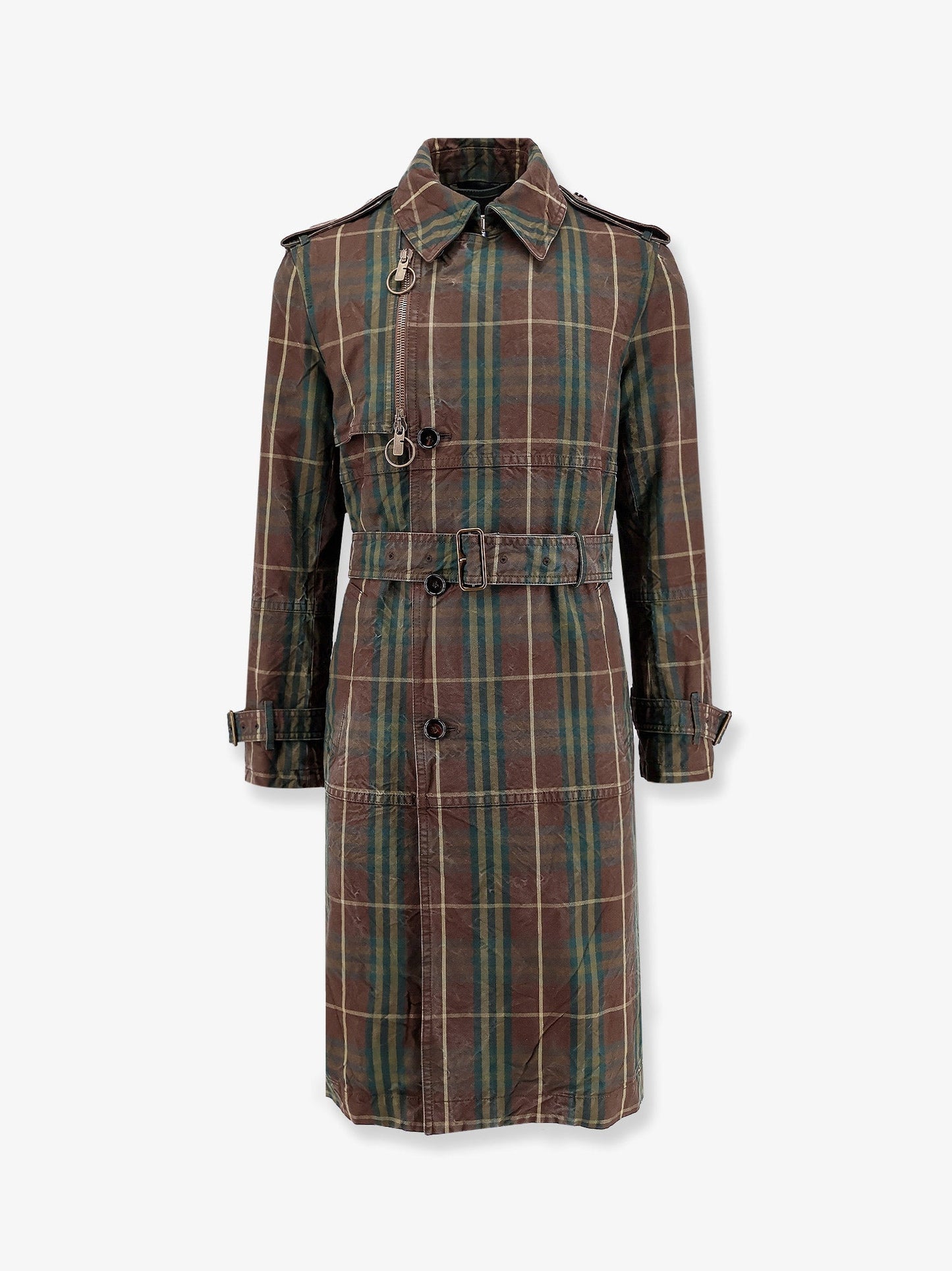 Burberry Cotton Trench With Check Motif
