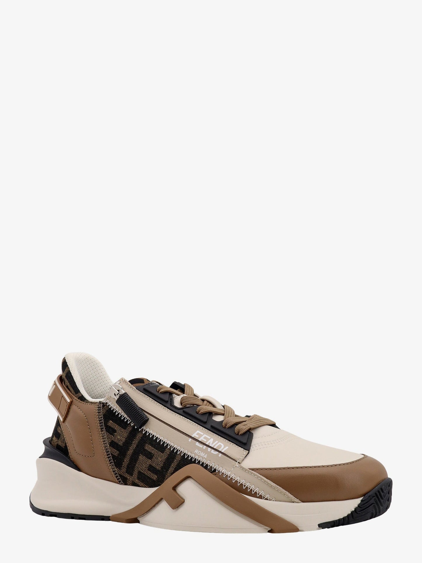 Fendi Fendi Flow Leather Sneakers With Ff Motif