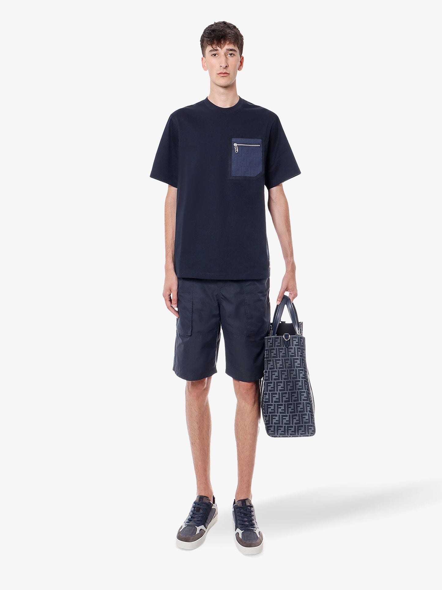 Fendi Cotton Blend Bermuda Shorts With Ff Detail