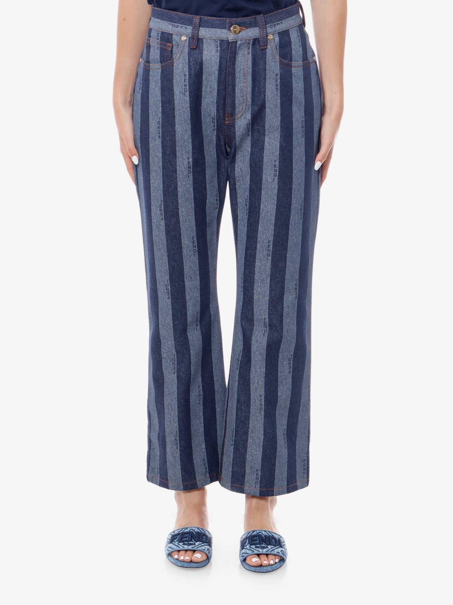 Fendi Cotton Jeans With Pequin Stripes