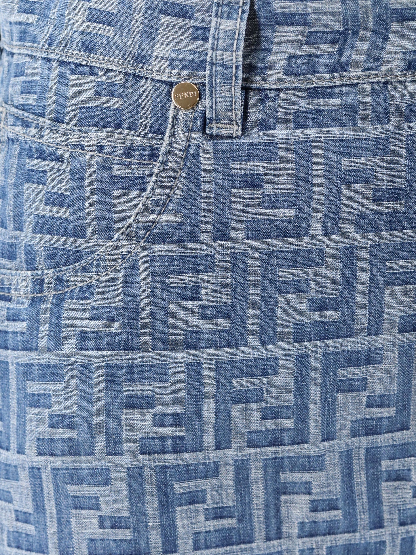 Fendi Ff Chambray Mini Skirt