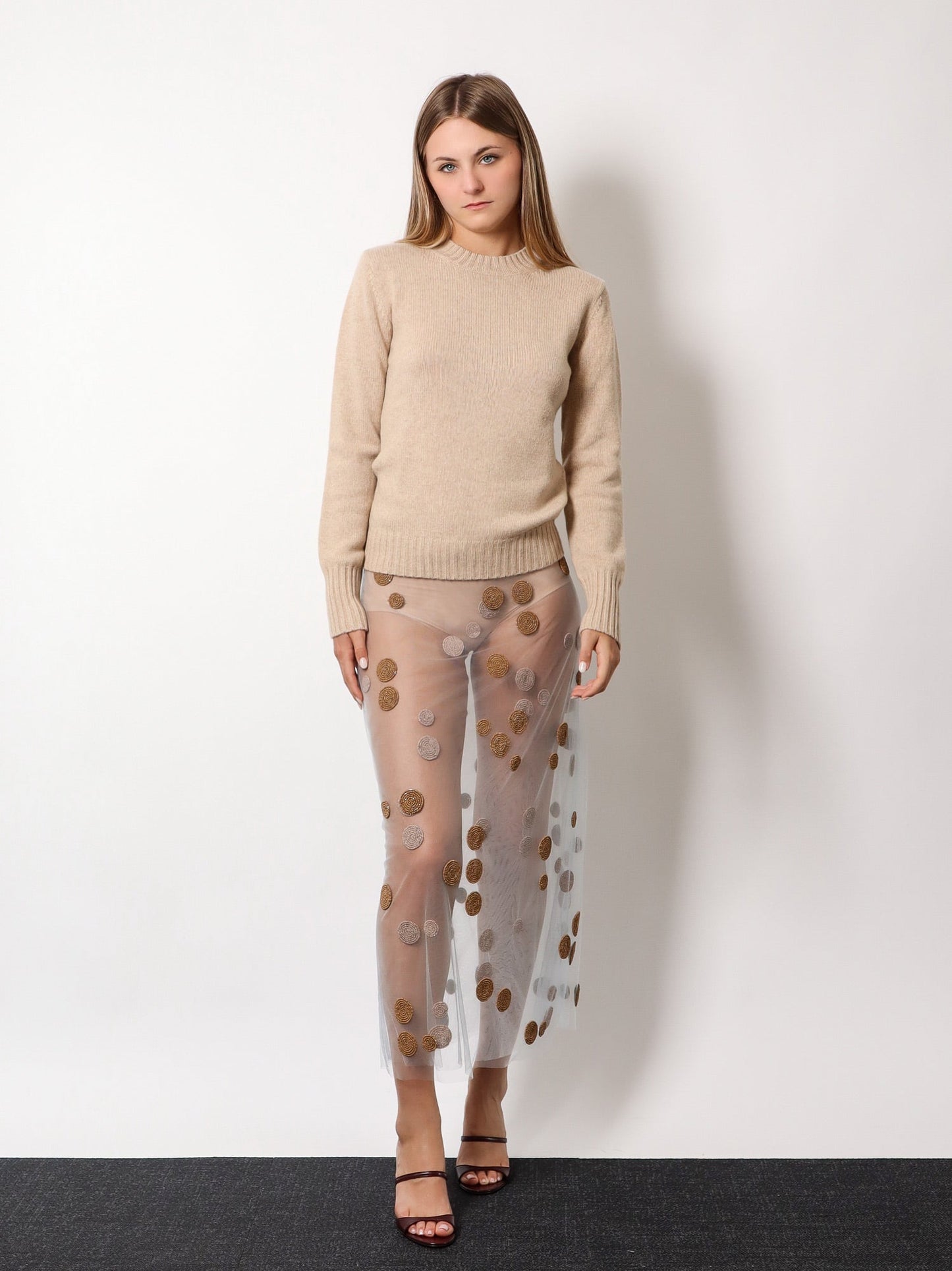 Fendi Tulle Skirt With All Over Macro Polka Dot Motif