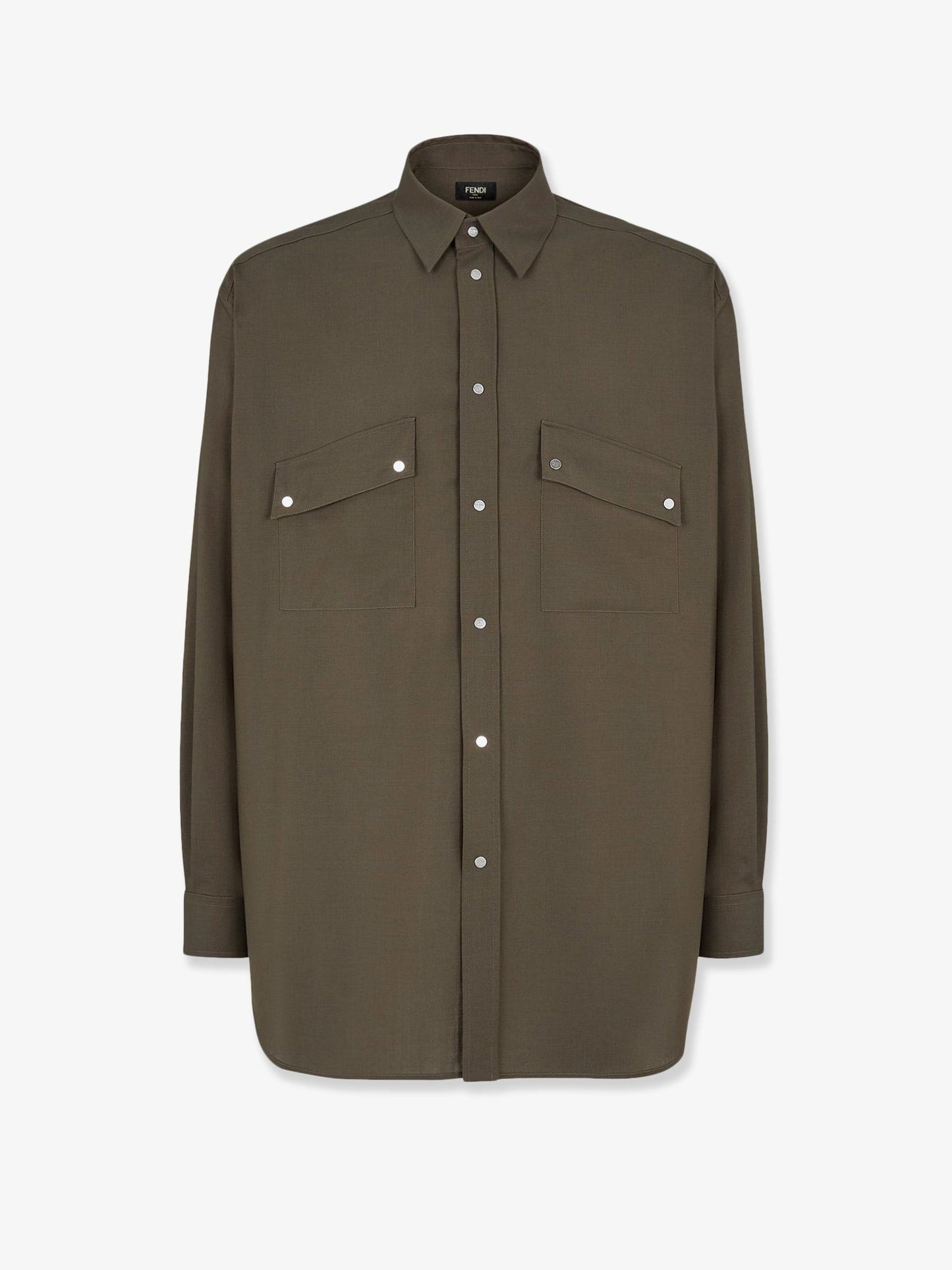 Fendi Wool Shirt With Logoed Buttons