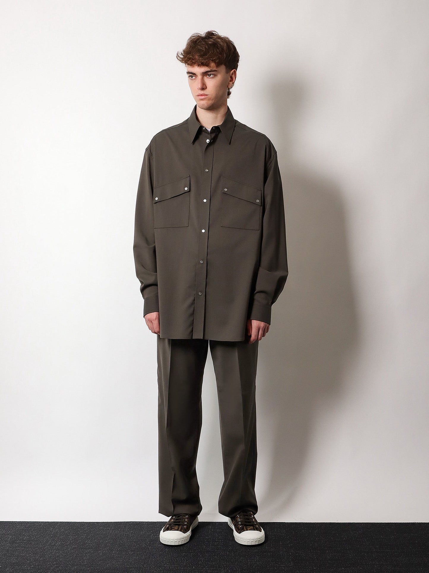 Fendi Wool Shirt With Logoed Buttons