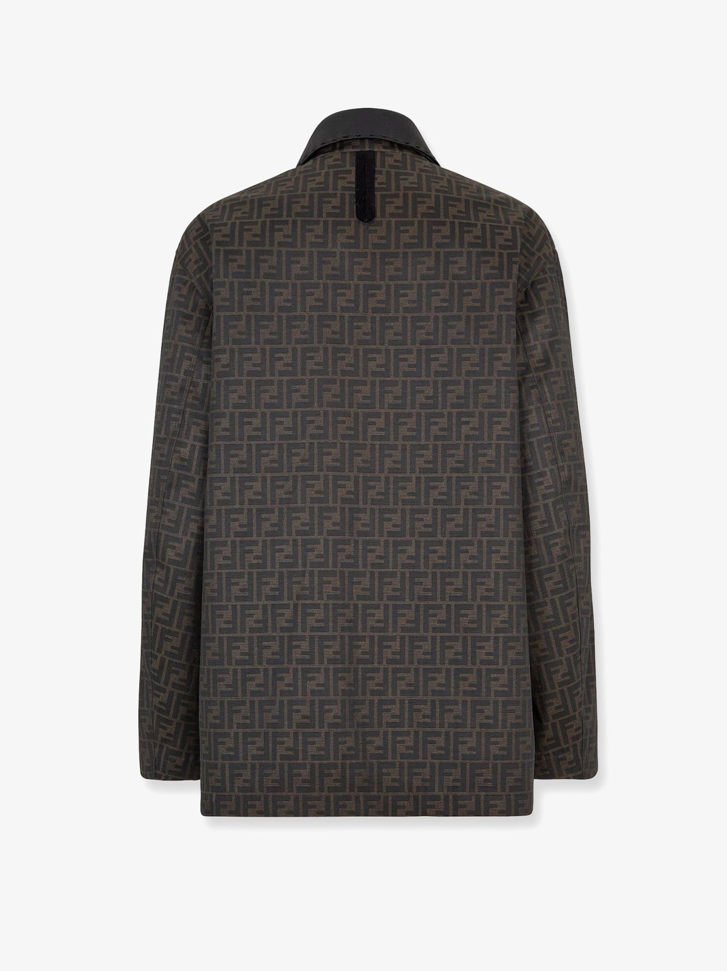 Fendi Ff Fabric Jacket With Leather Collar