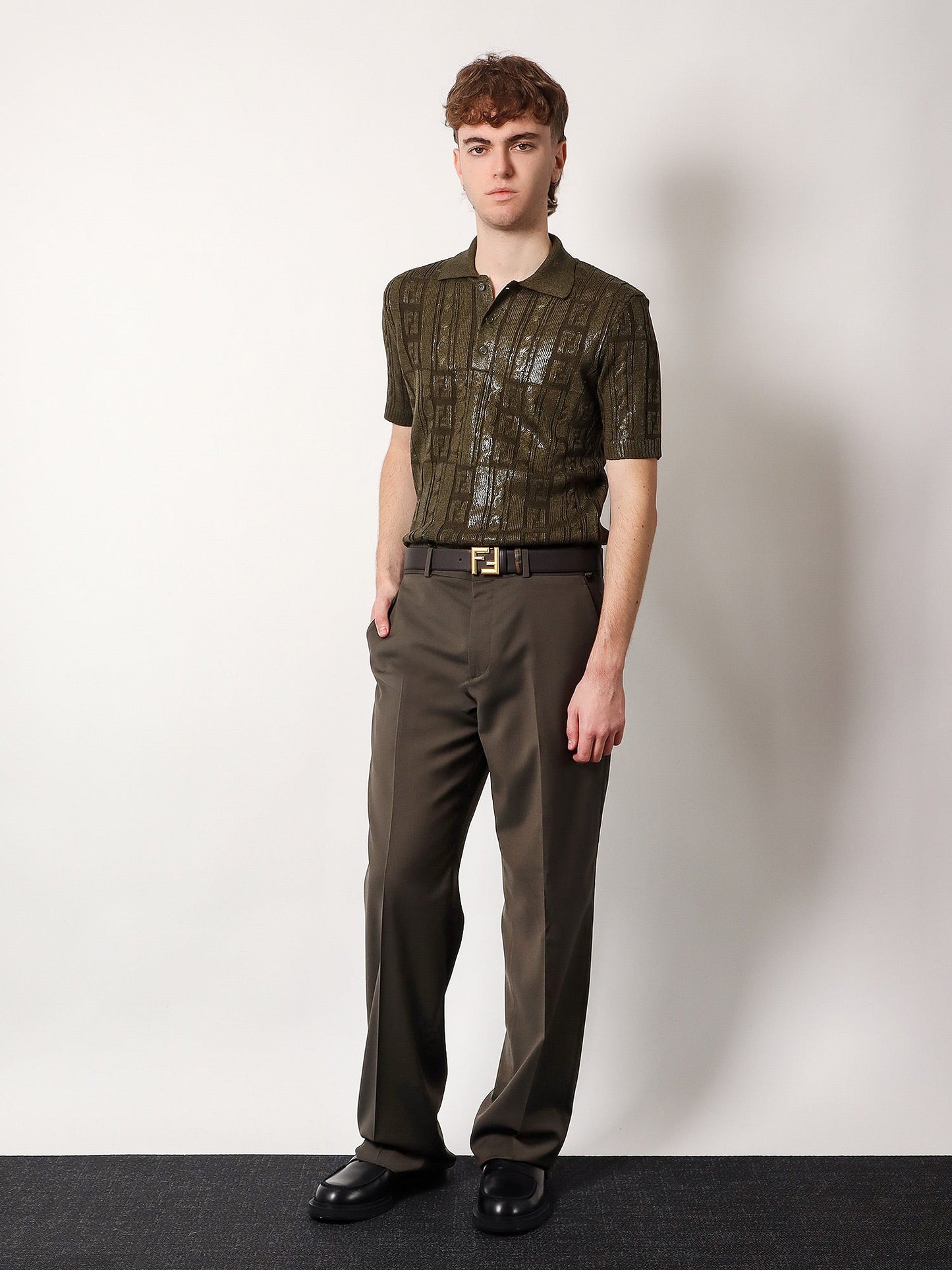 Fendi Braided Wool Polo Shirt With Ff Details