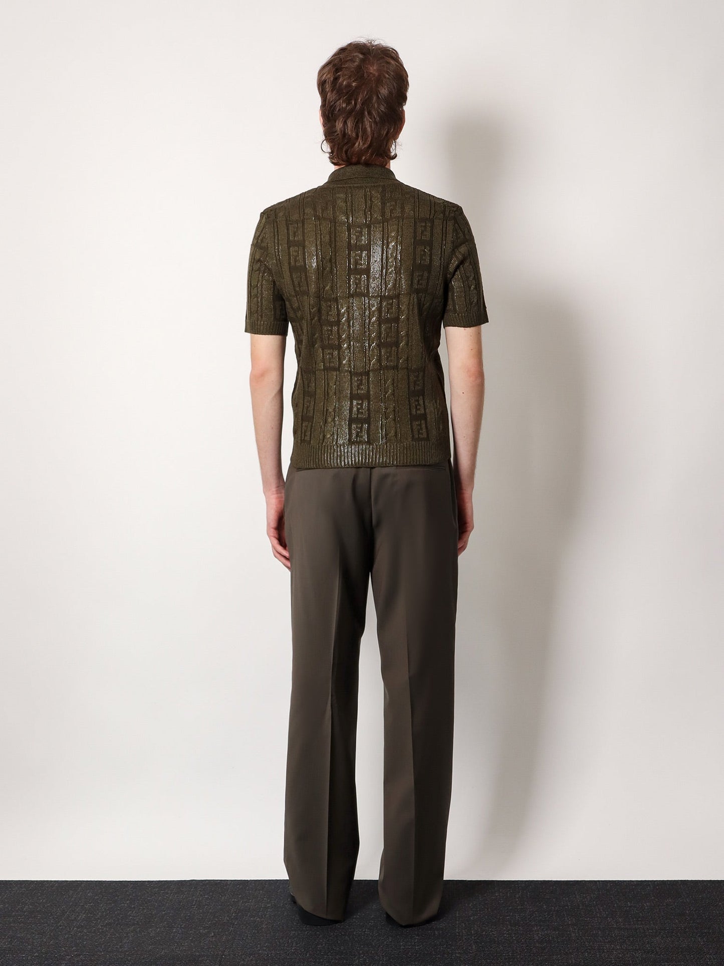 Fendi Braided Wool Polo Shirt With Ff Details