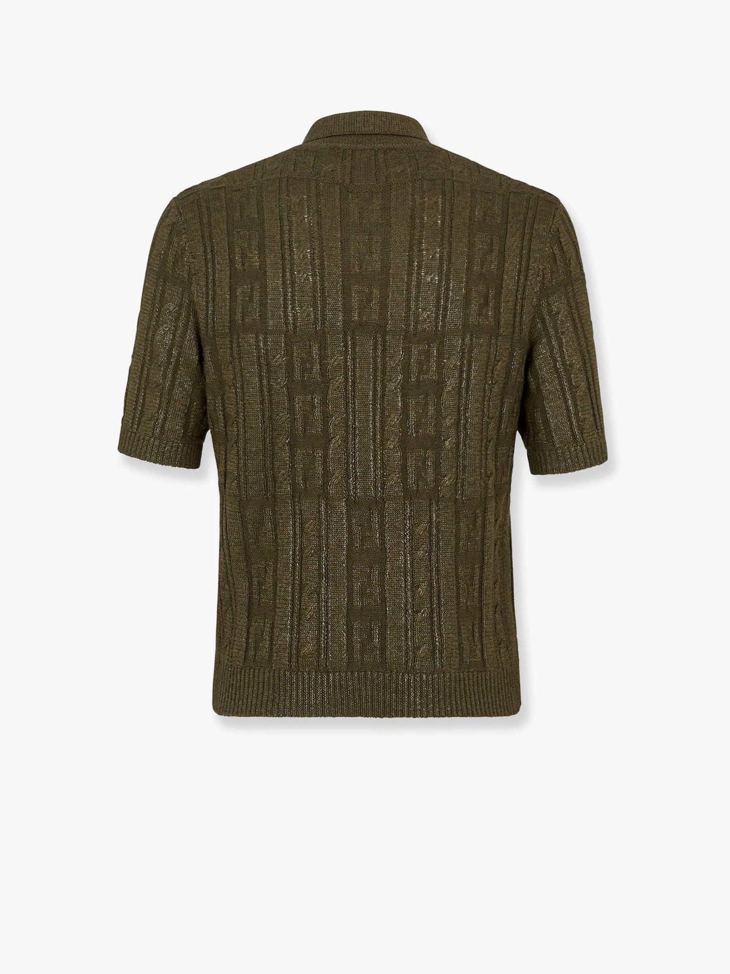 Fendi Braided Wool Polo Shirt With Ff Details