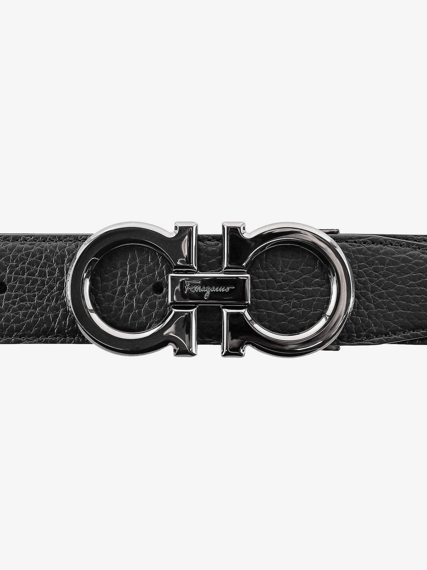 Ferragamo Textured Leather Belt With Iconic Gancini Buckle