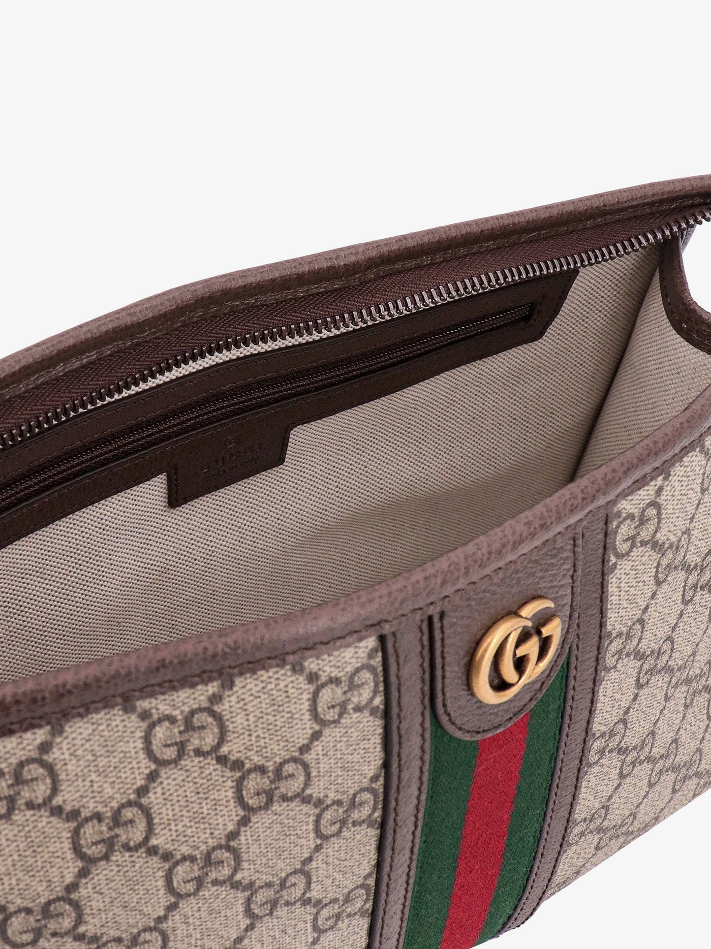 Gucci Gg Supreme Fabric And Leather Beauty Case