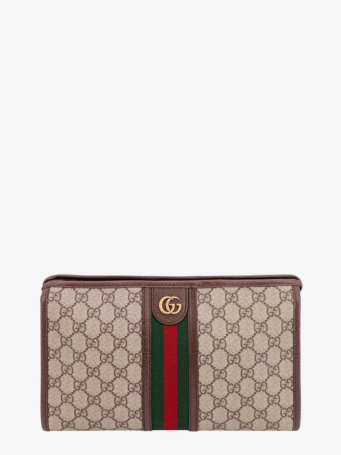 Gucci Gg Supreme Fabric And Leather Beauty Case