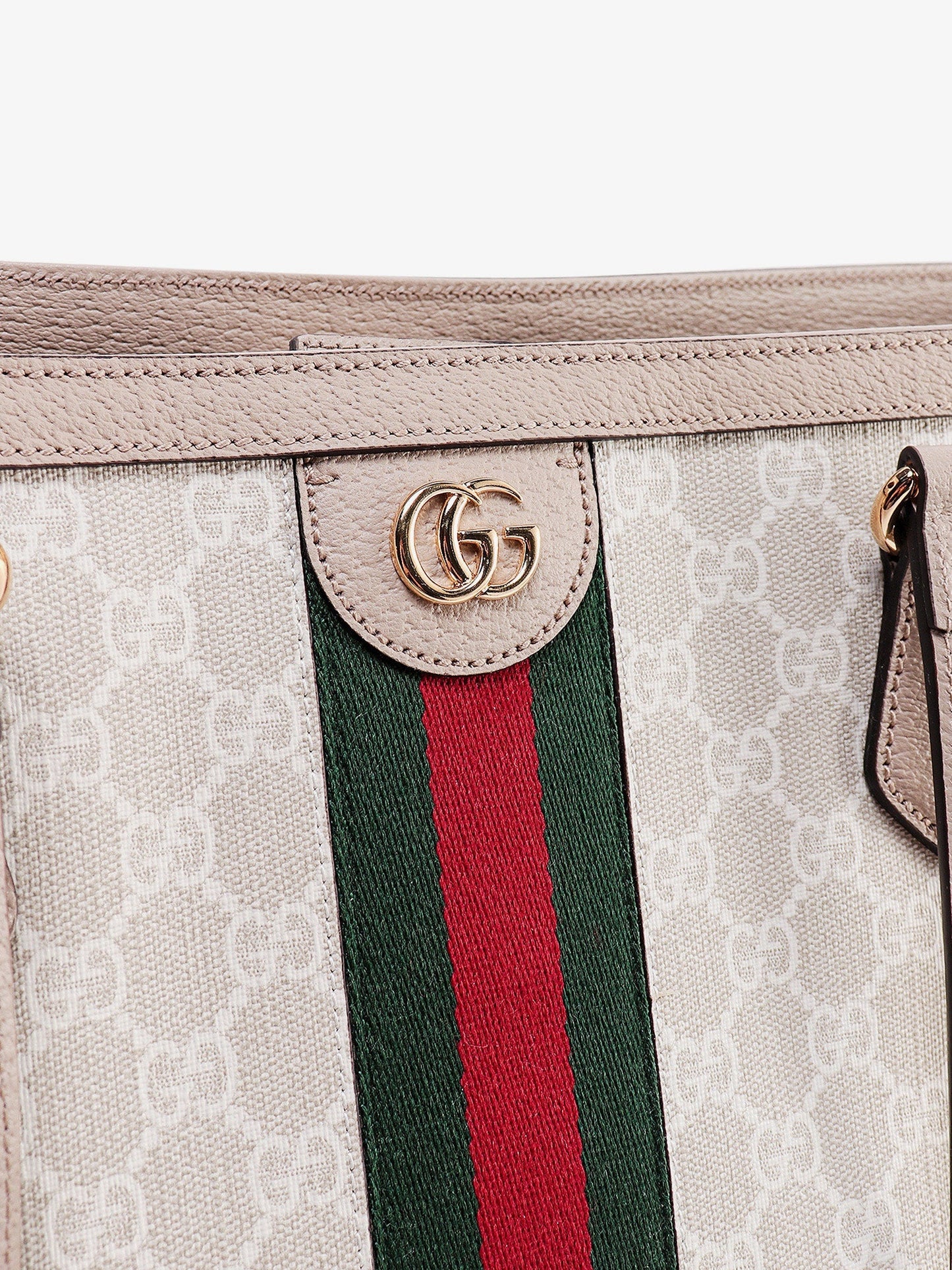 Gucci Gg Supreme Fabric And Leather Shoulder Bag With Frontal Web Band