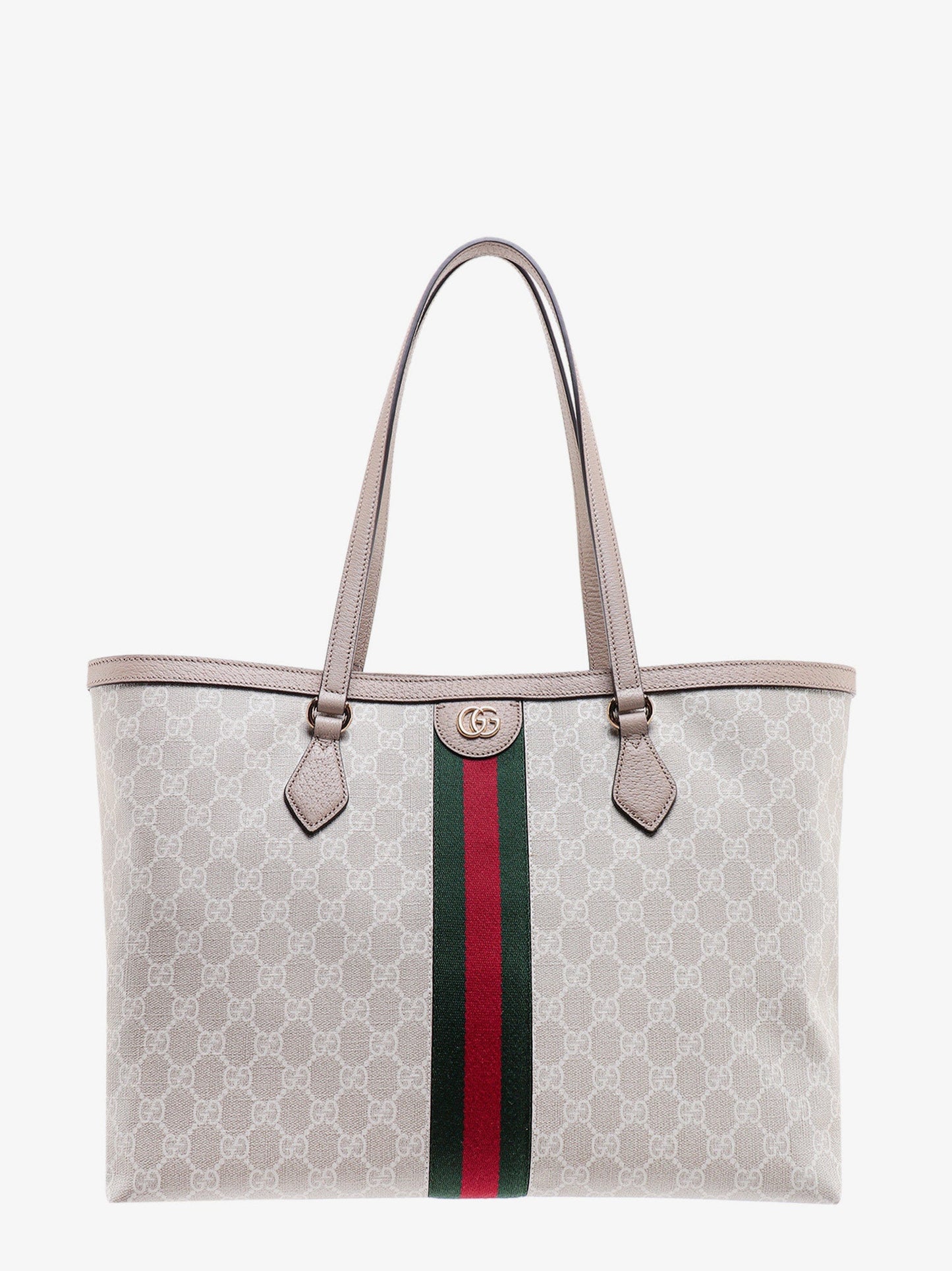 Gucci Gg Supreme Fabric And Leather Shoulder Bag With Frontal Web Band