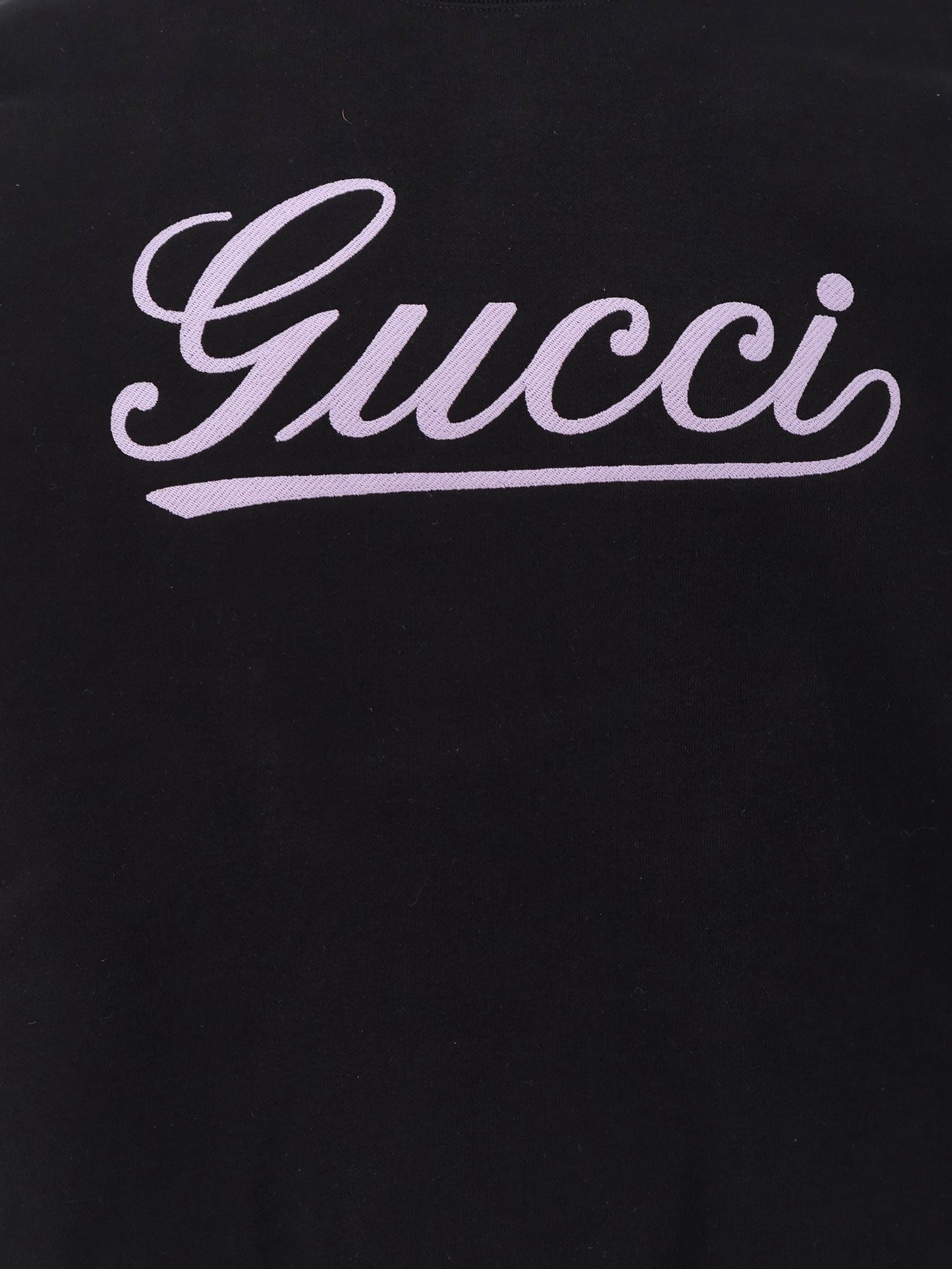 Gucci Cotton Sweatshirt Crew Neck With Ribbed Profiles And Gucci Logo Print On The Front