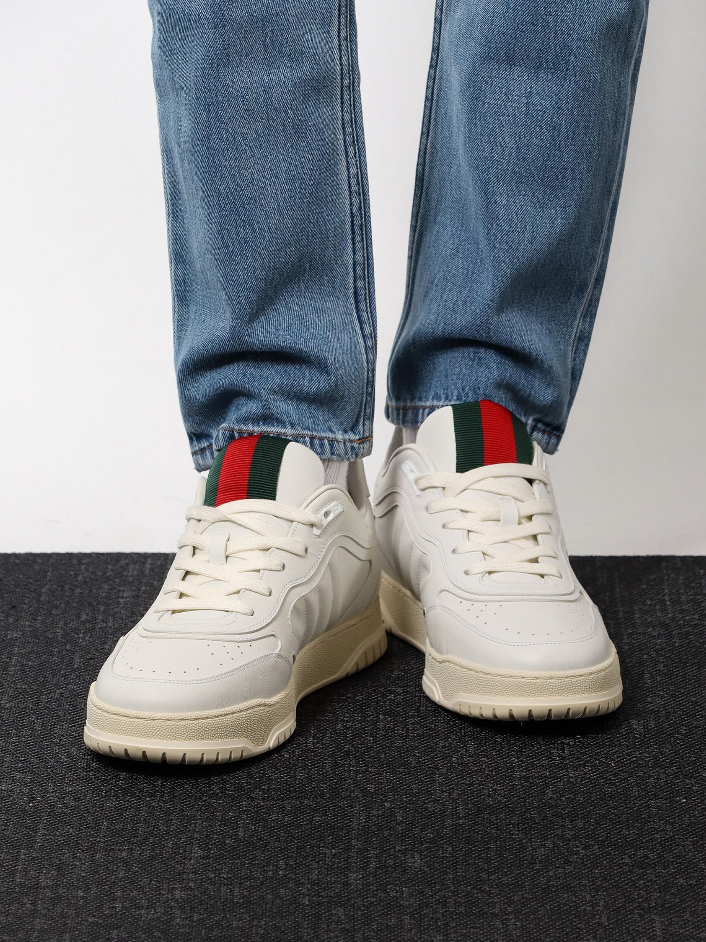 Gucci Re Web Leather Sneakers