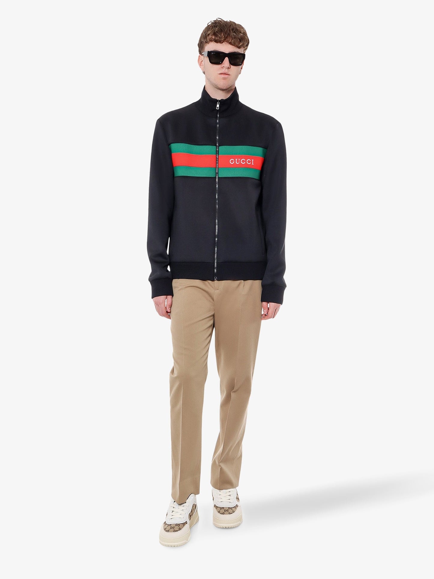 Gucci Cotton Trouser With Web Band Detail
