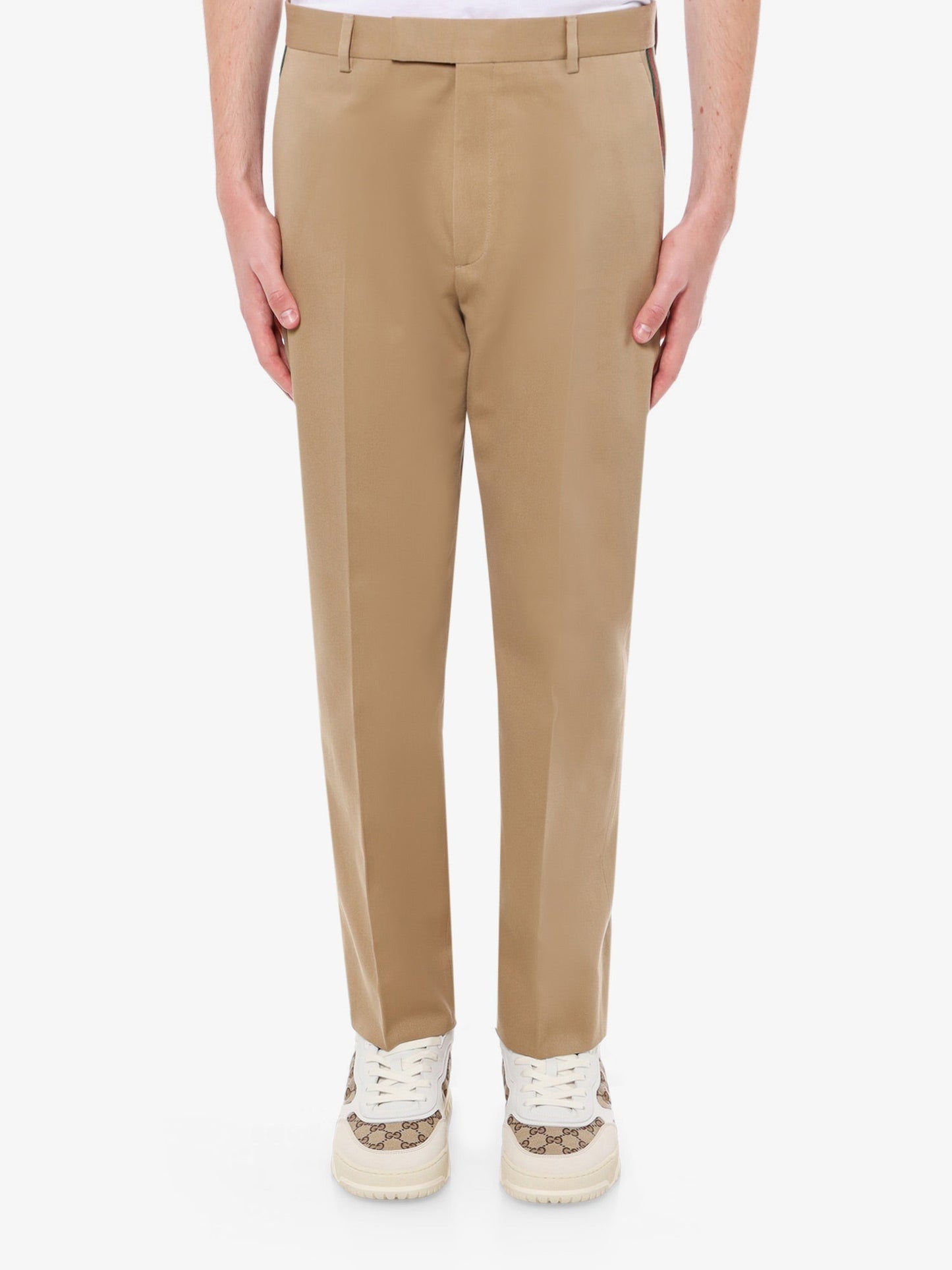 Gucci Cotton Trouser With Web Band Detail