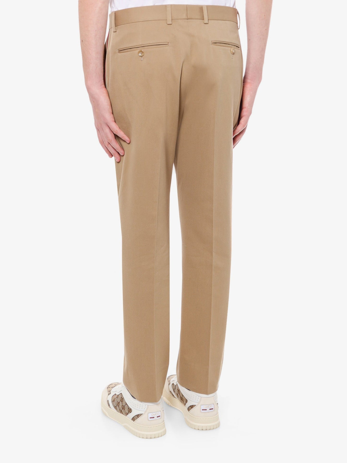 Gucci Cotton Trouser With Web Band Detail