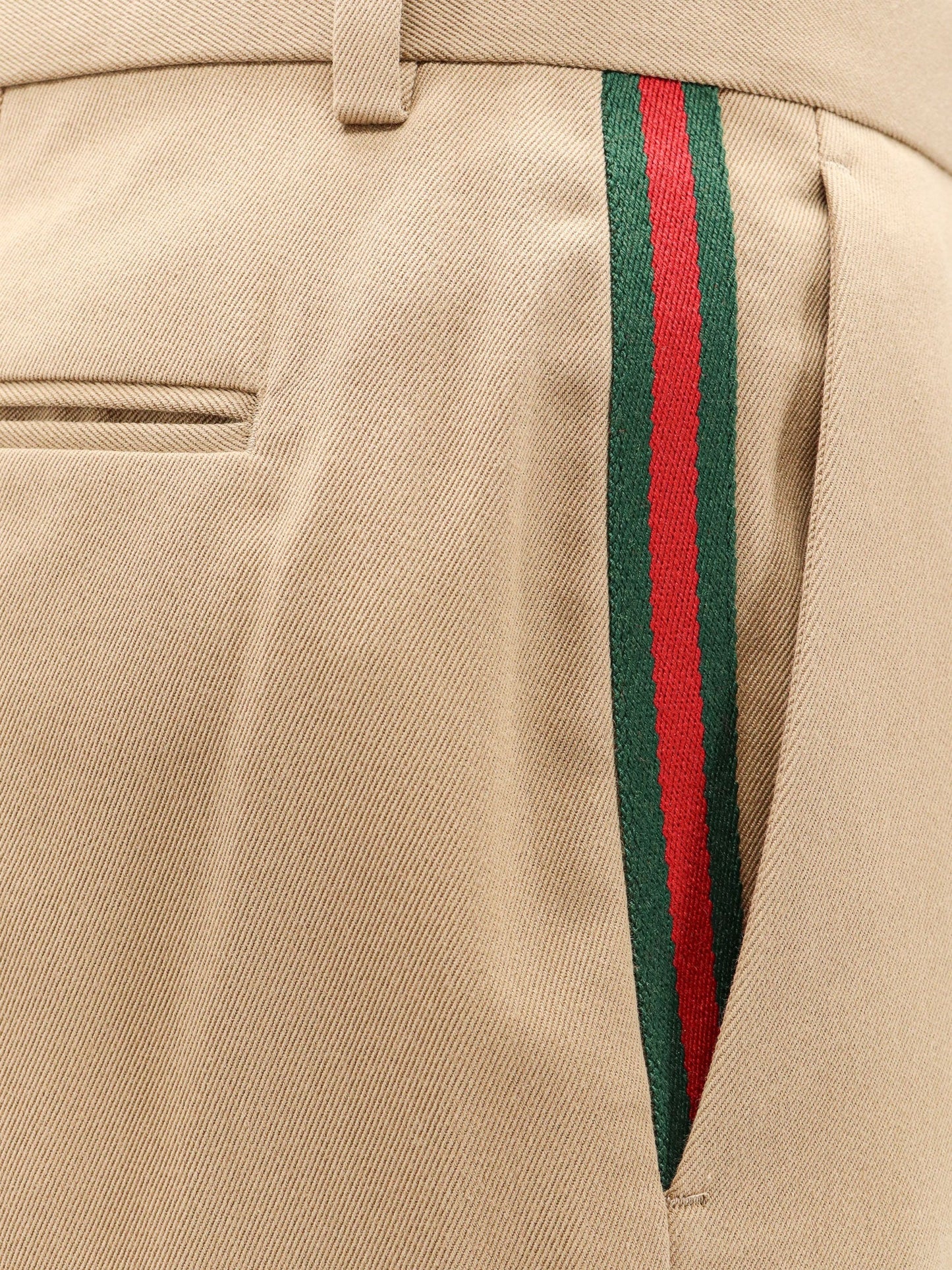 Gucci Cotton Trouser With Web Band Detail